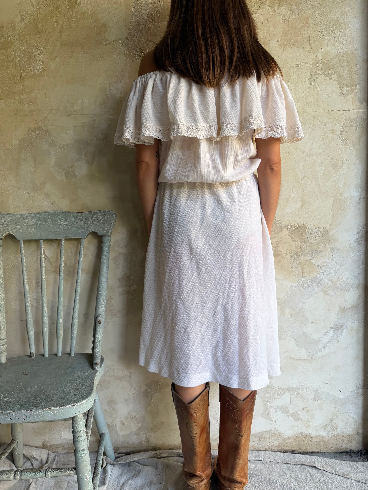 Gauzy Cotton Off-the-Shoulder Dress