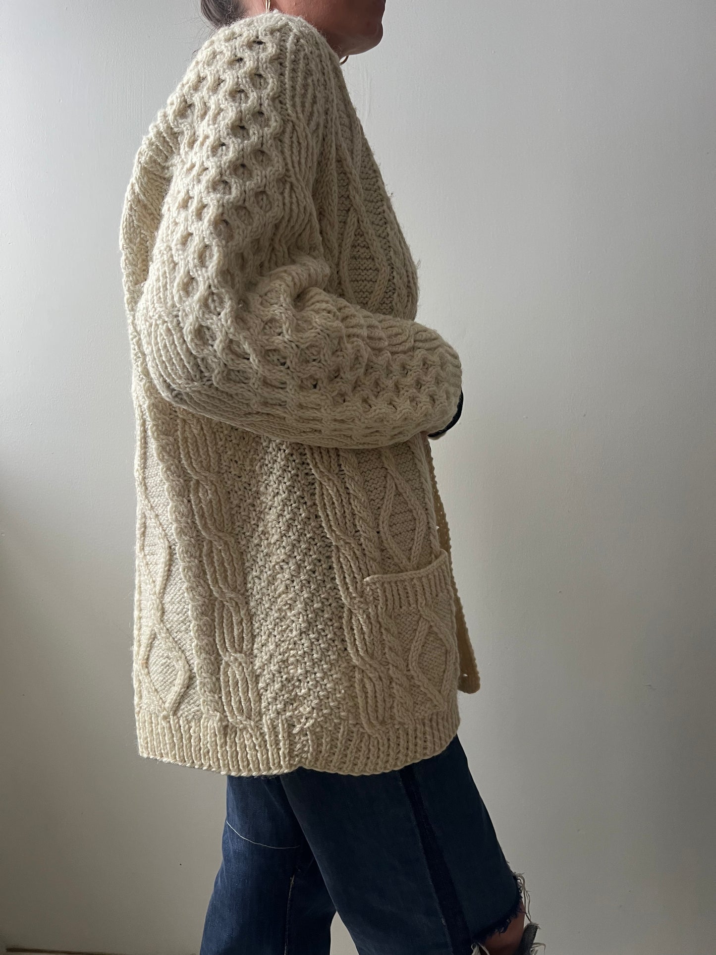 Cream Cable-knit Irish Cardigan