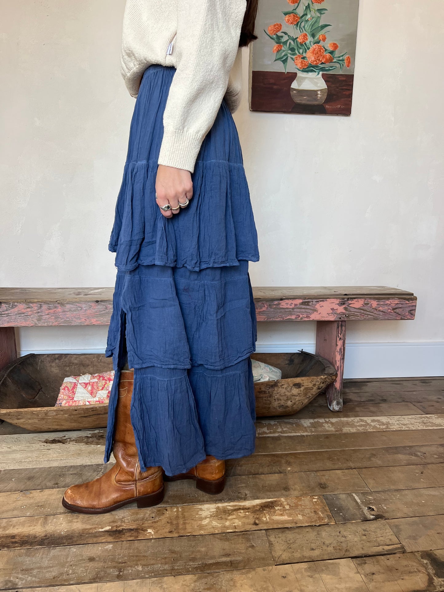 Oaxacan Indigo Ruffle Skirt