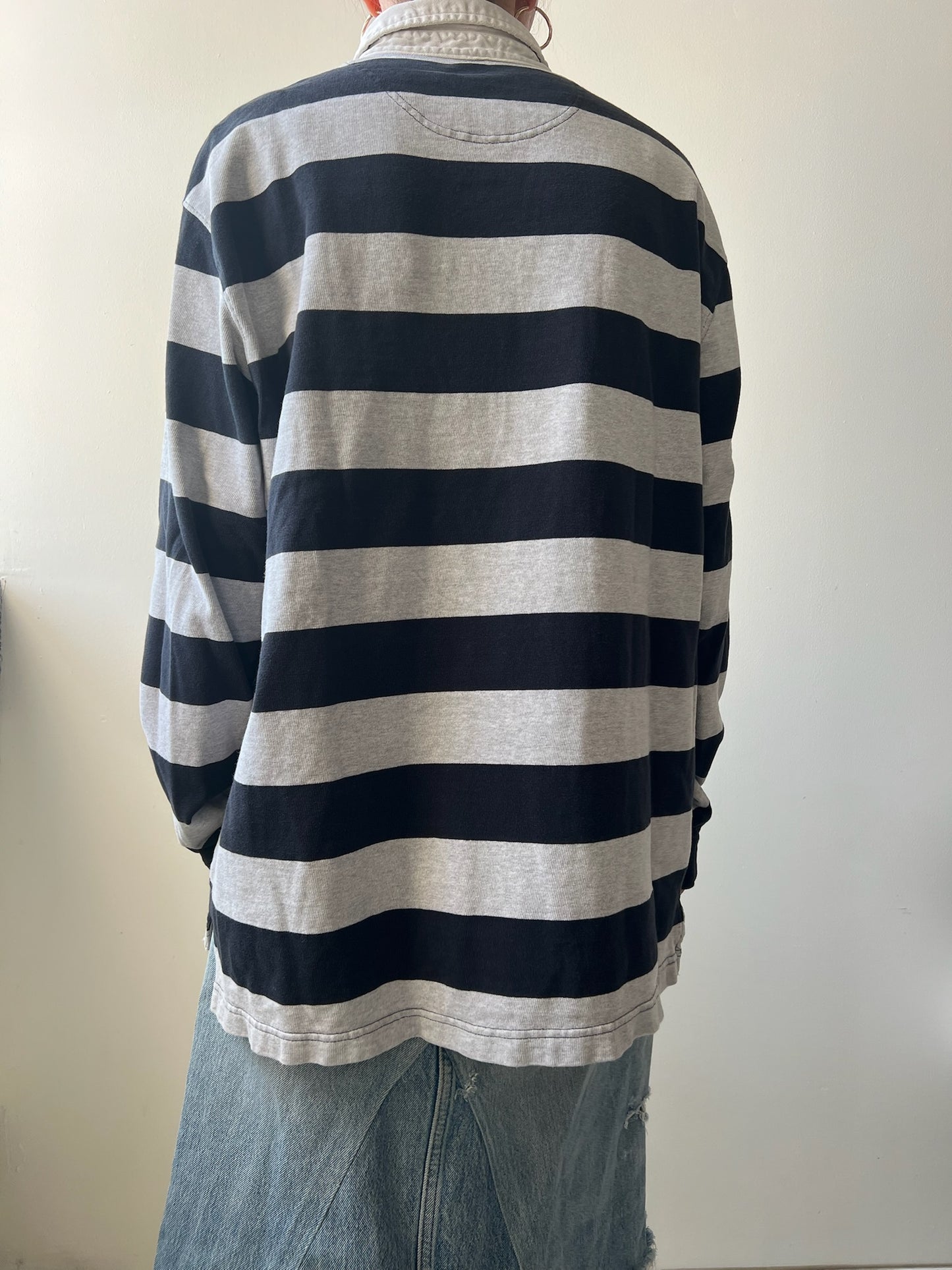 Black and Grey Rugby Striped Shirt