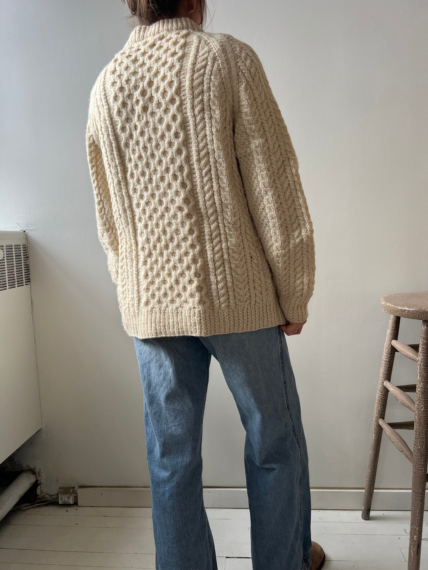 Jenners All Wool Cream Fisherman Sweater