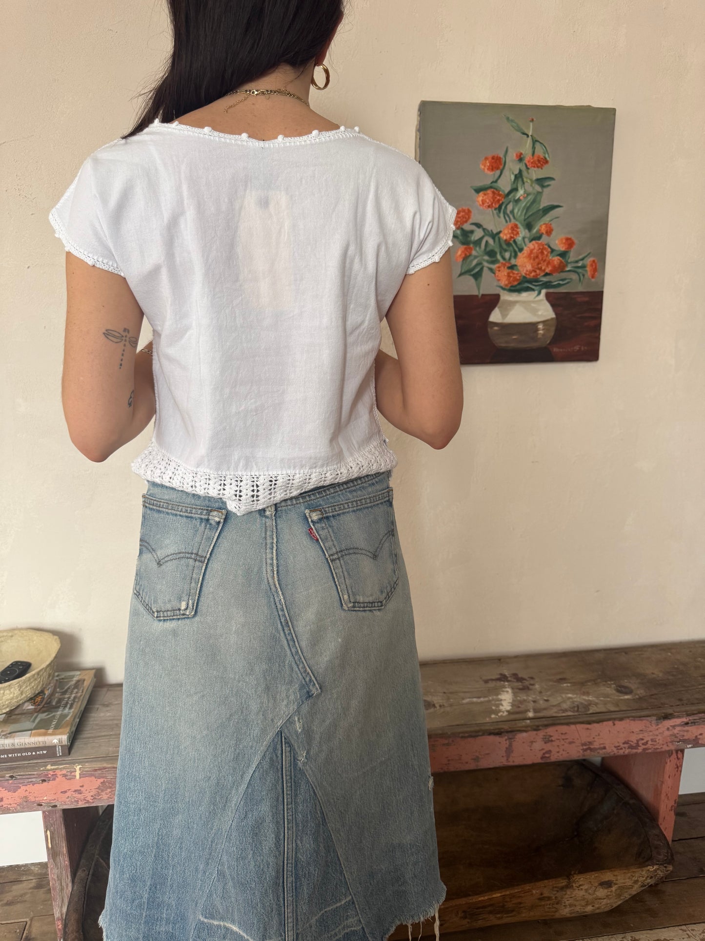 White Cotton Crochet Top