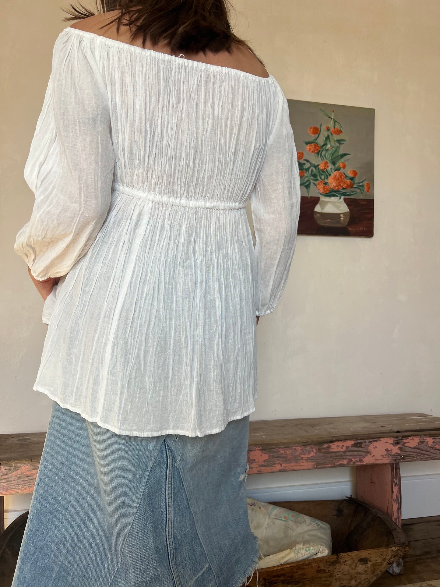 Oaxacan White Off the Shoulder Blouse