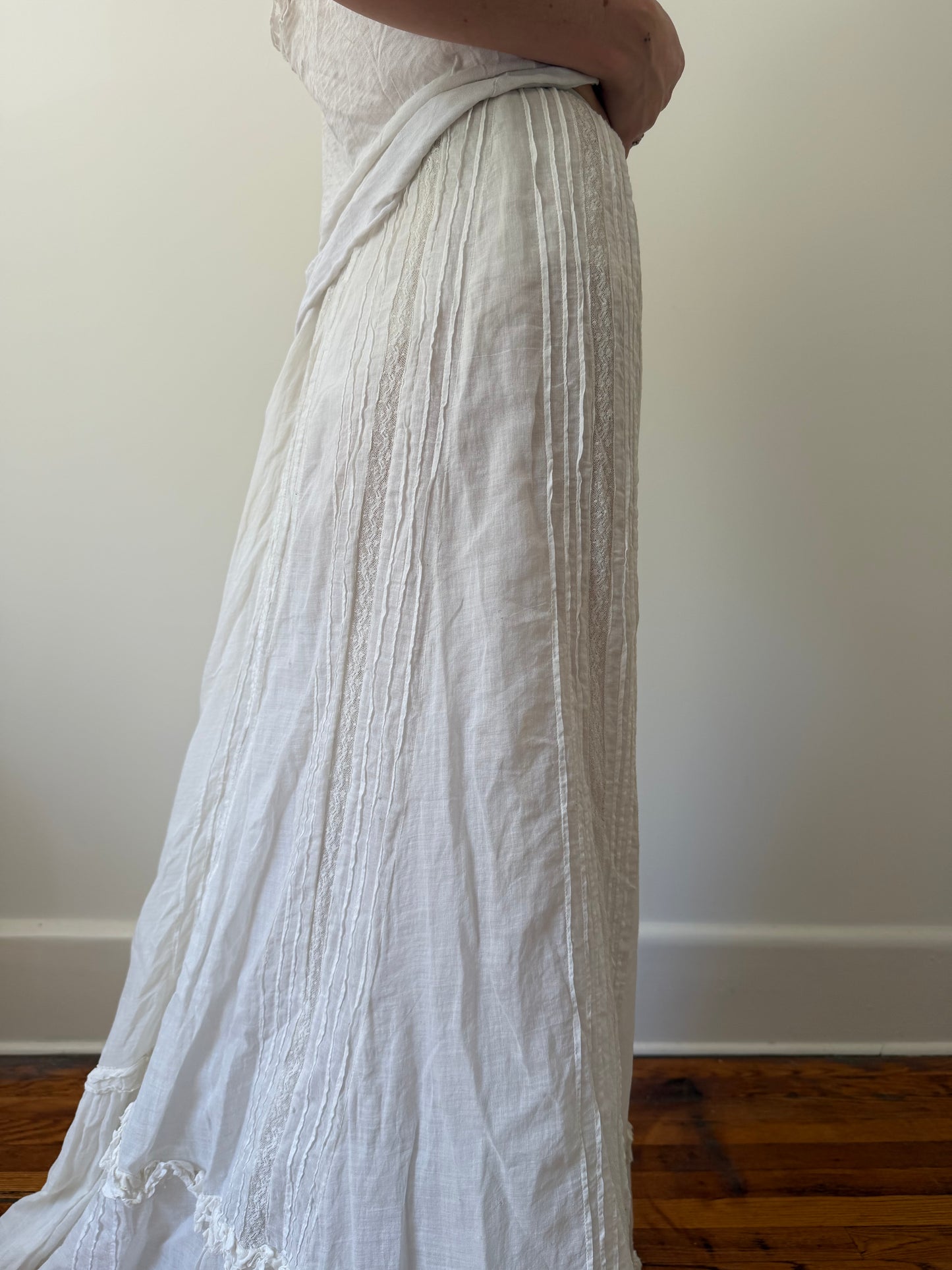 Long Antique Victorian Ruffle Skirt