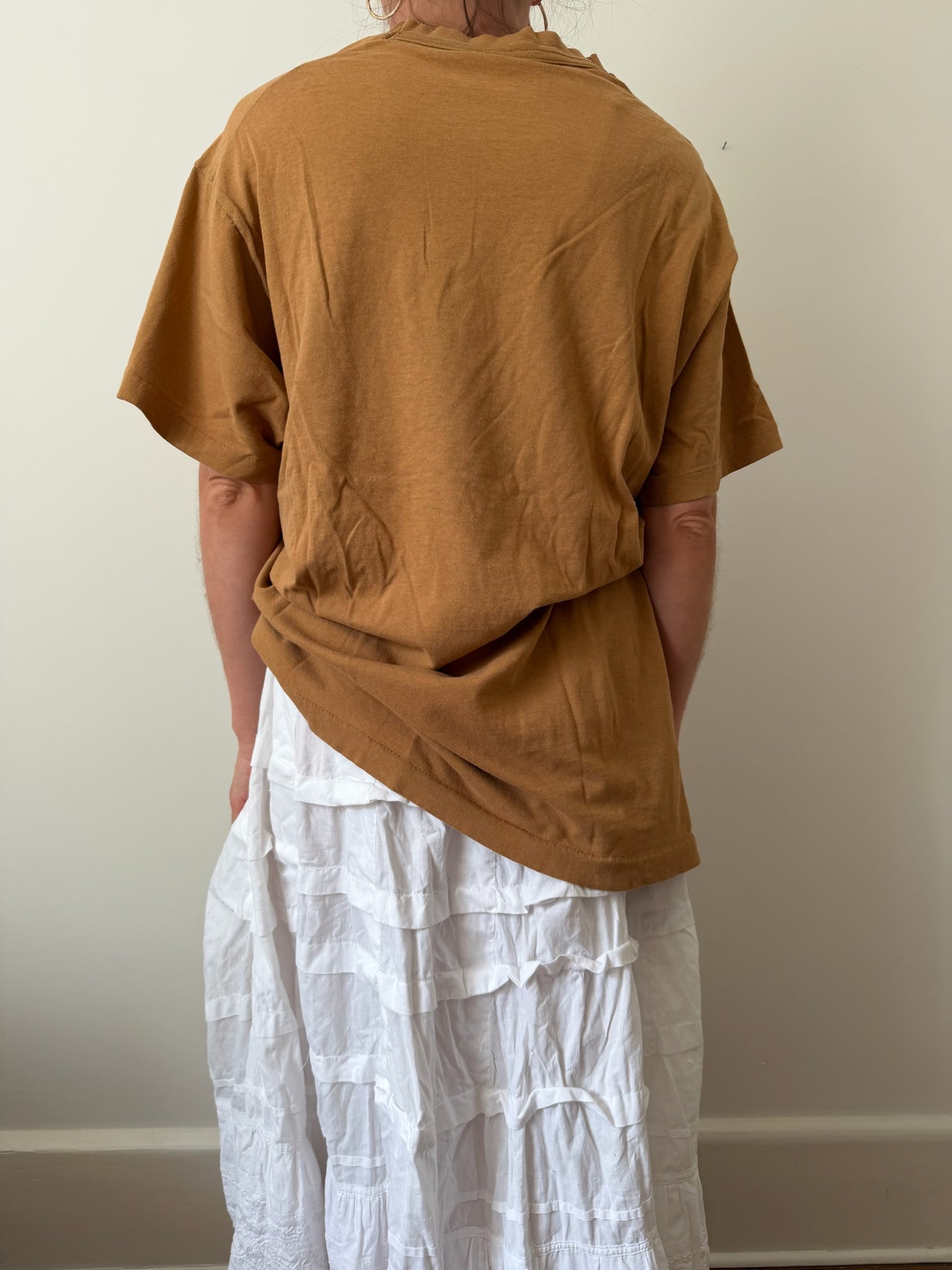 Camel Distressed Pocket Tee