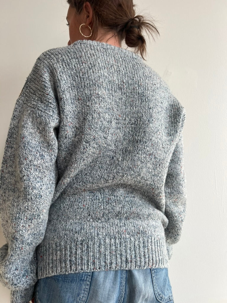 Geometric Blue and Fawn Knit
