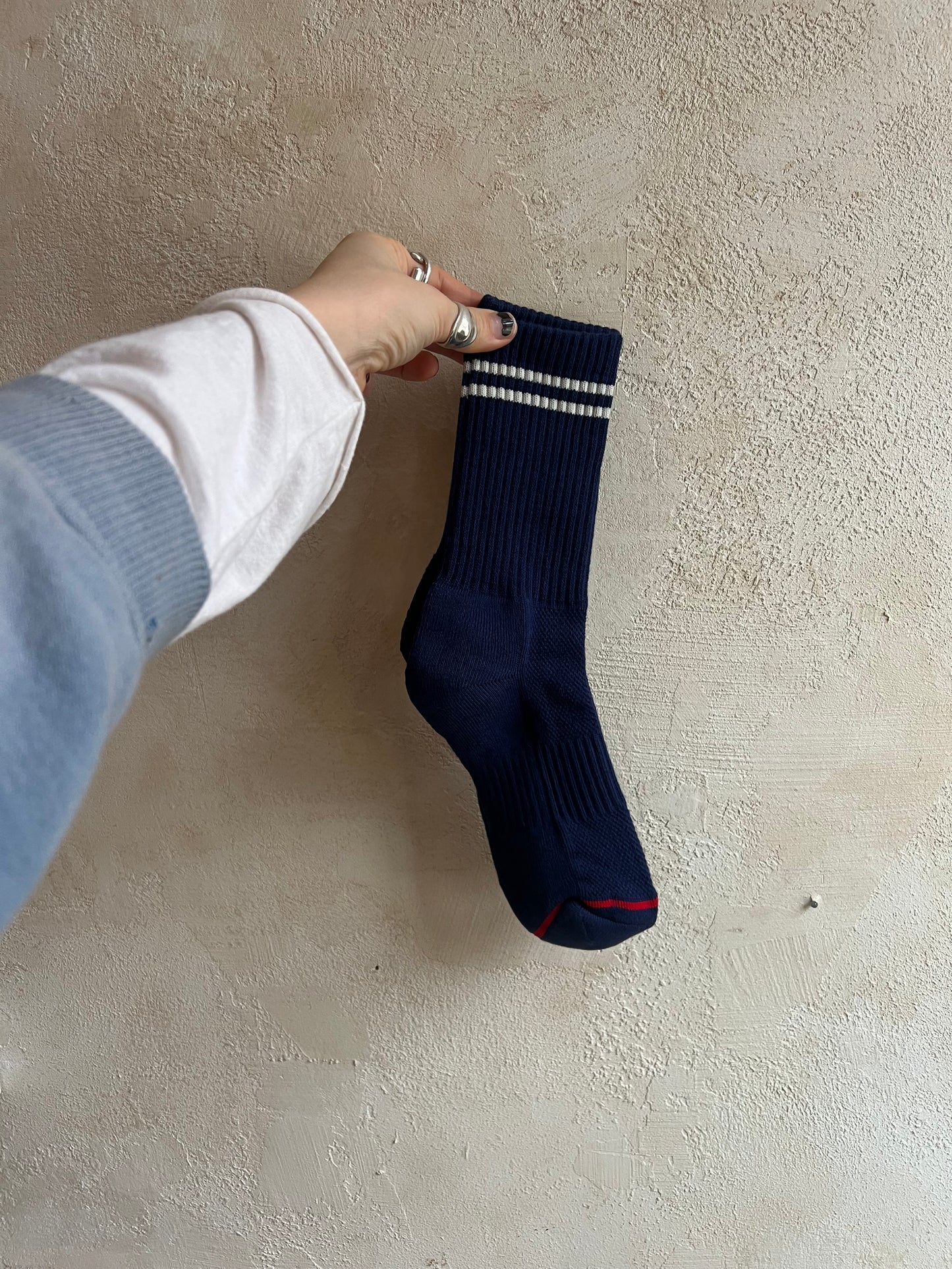 Boyfriend Socks in Navy by Le Bon Shoppe