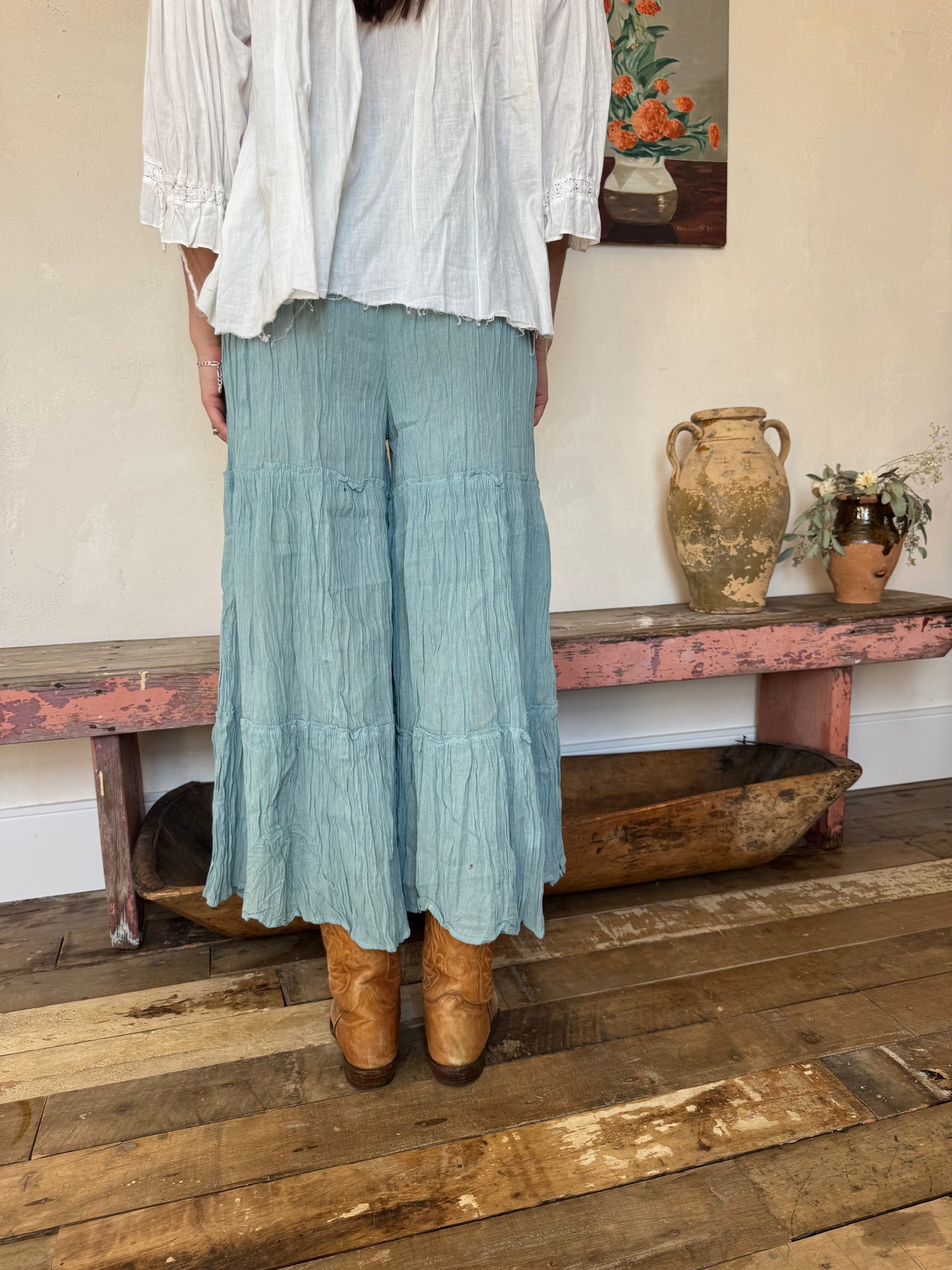 Oaxacan Three Tier Blue Ruffle Pant