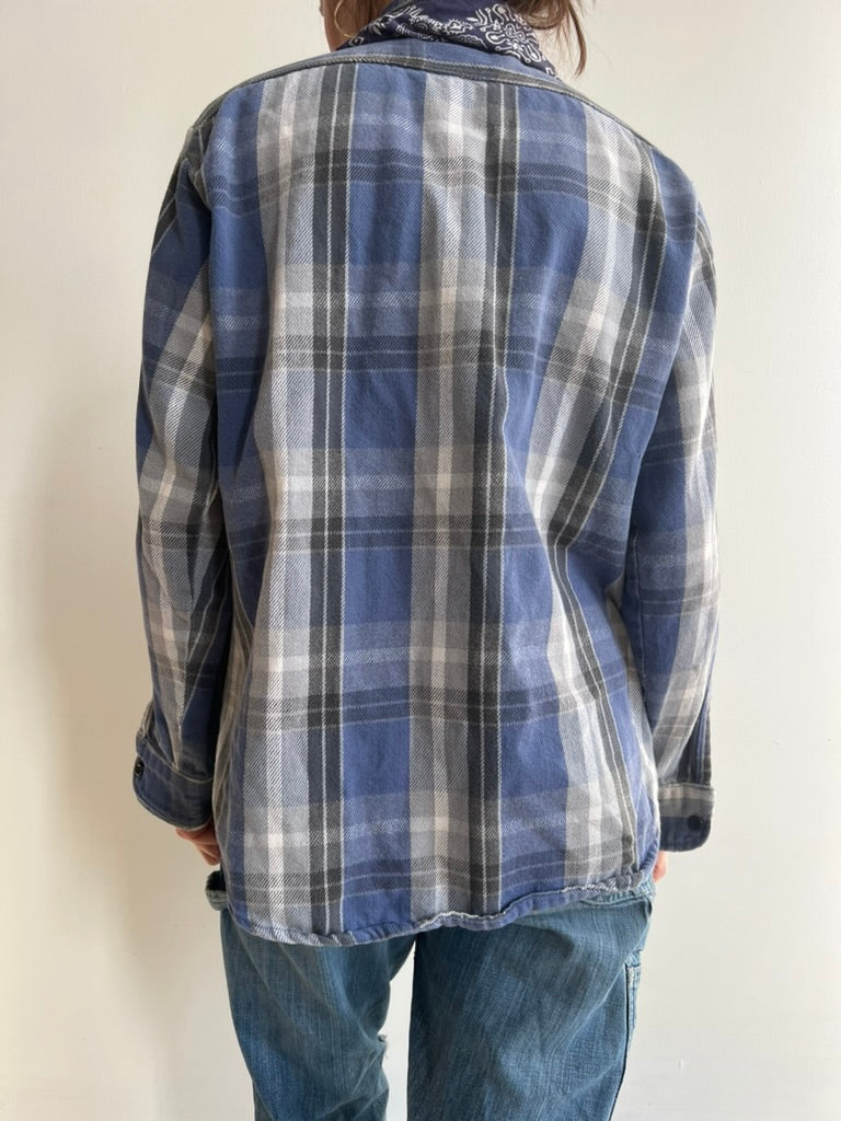 Oshkosh Denim Blue Plaid Button Up