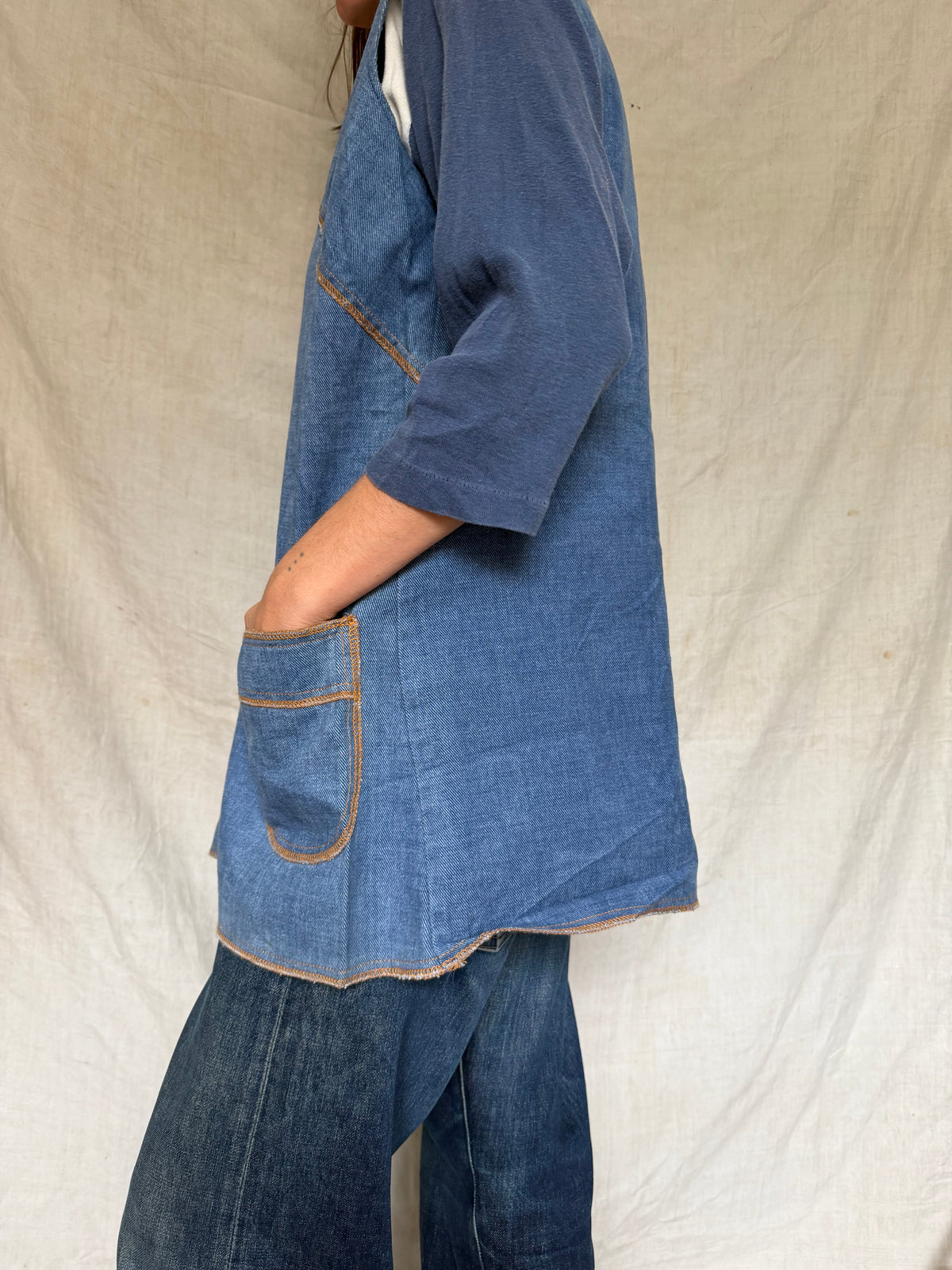 70s Denim Long Vest