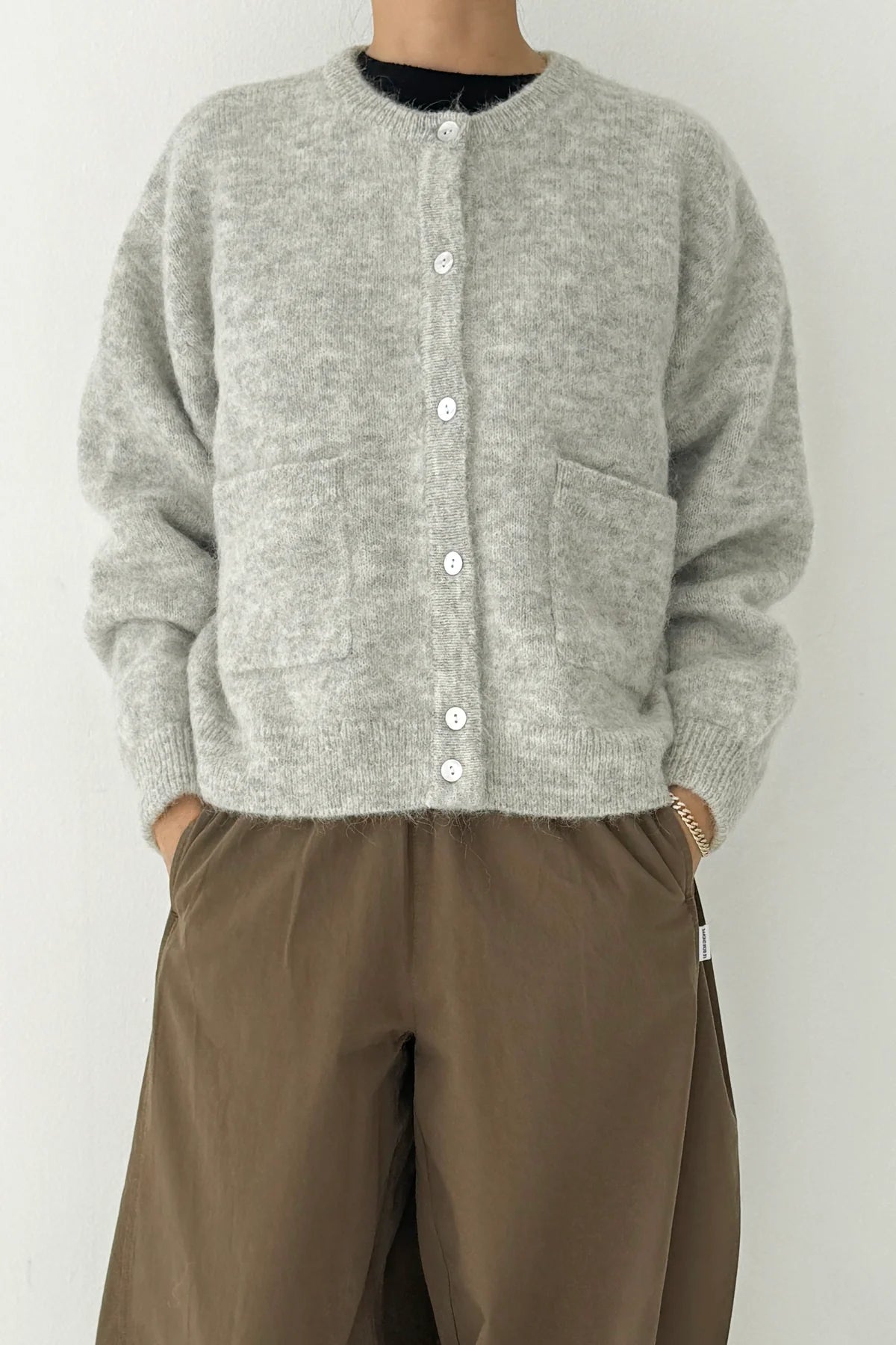 Amélie Alpaca Cardigan in Charcoal By Le Bon Shoppe