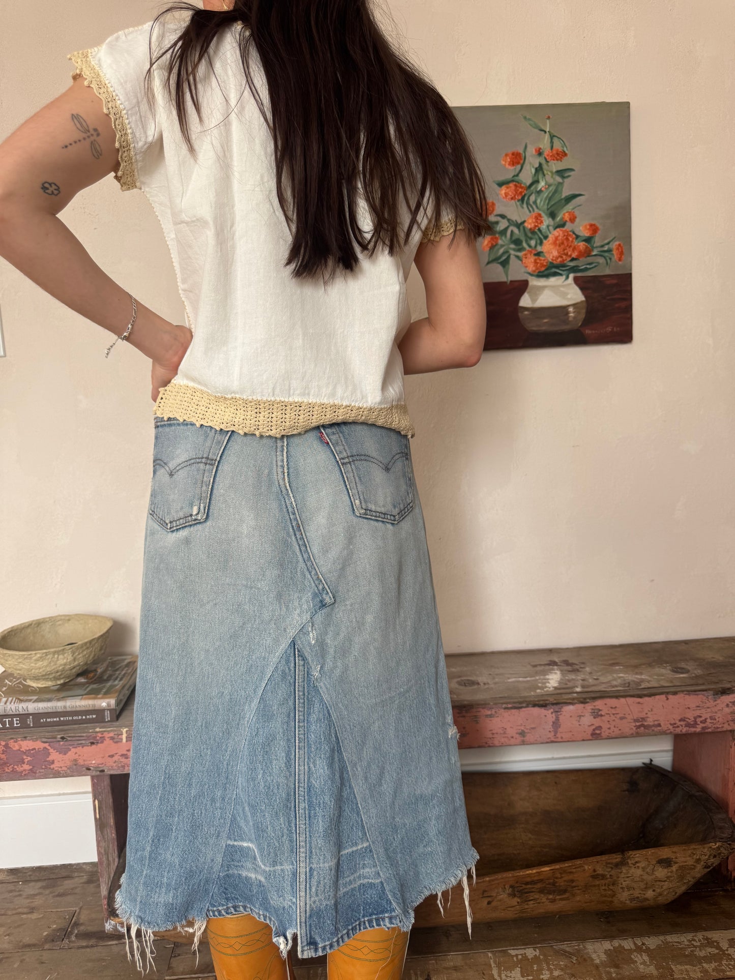 Natural Top with Beige Crochet