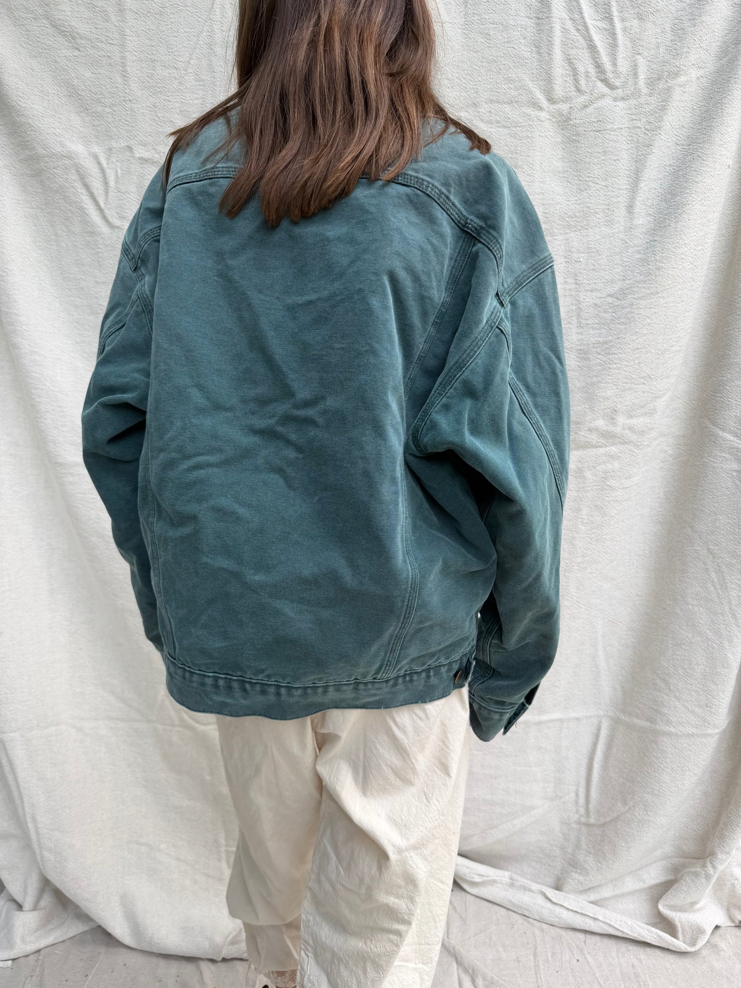 Teal Green Carhartt Lined Denim Jacket
