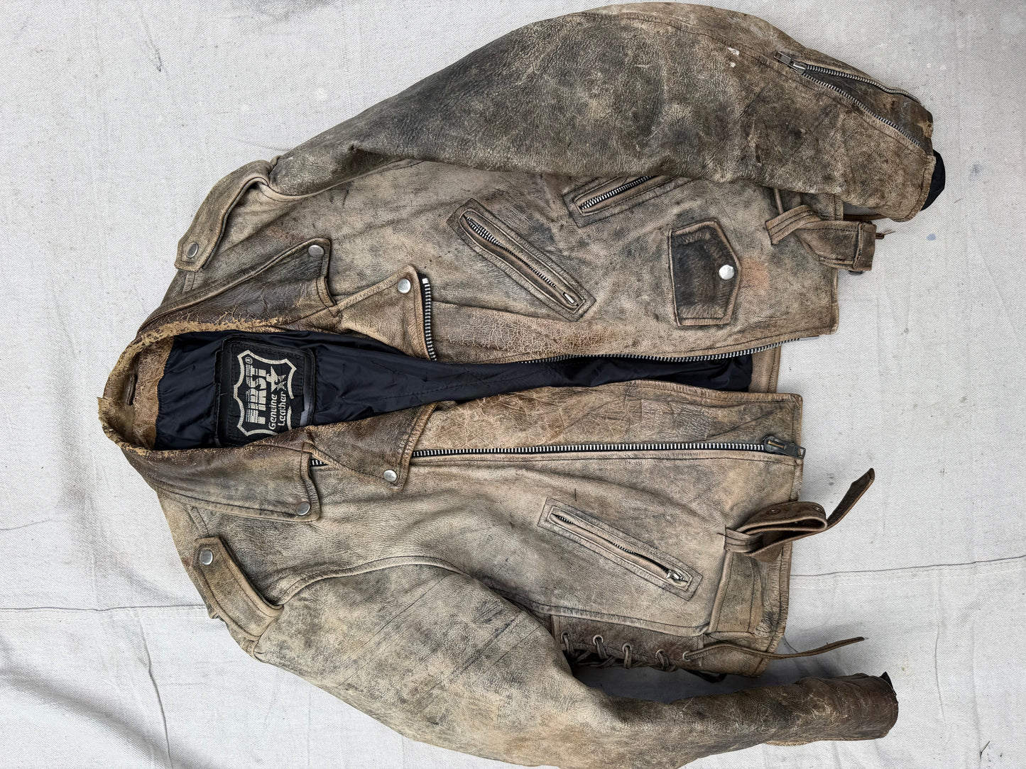 Super Distressed Leather Biker Jacket