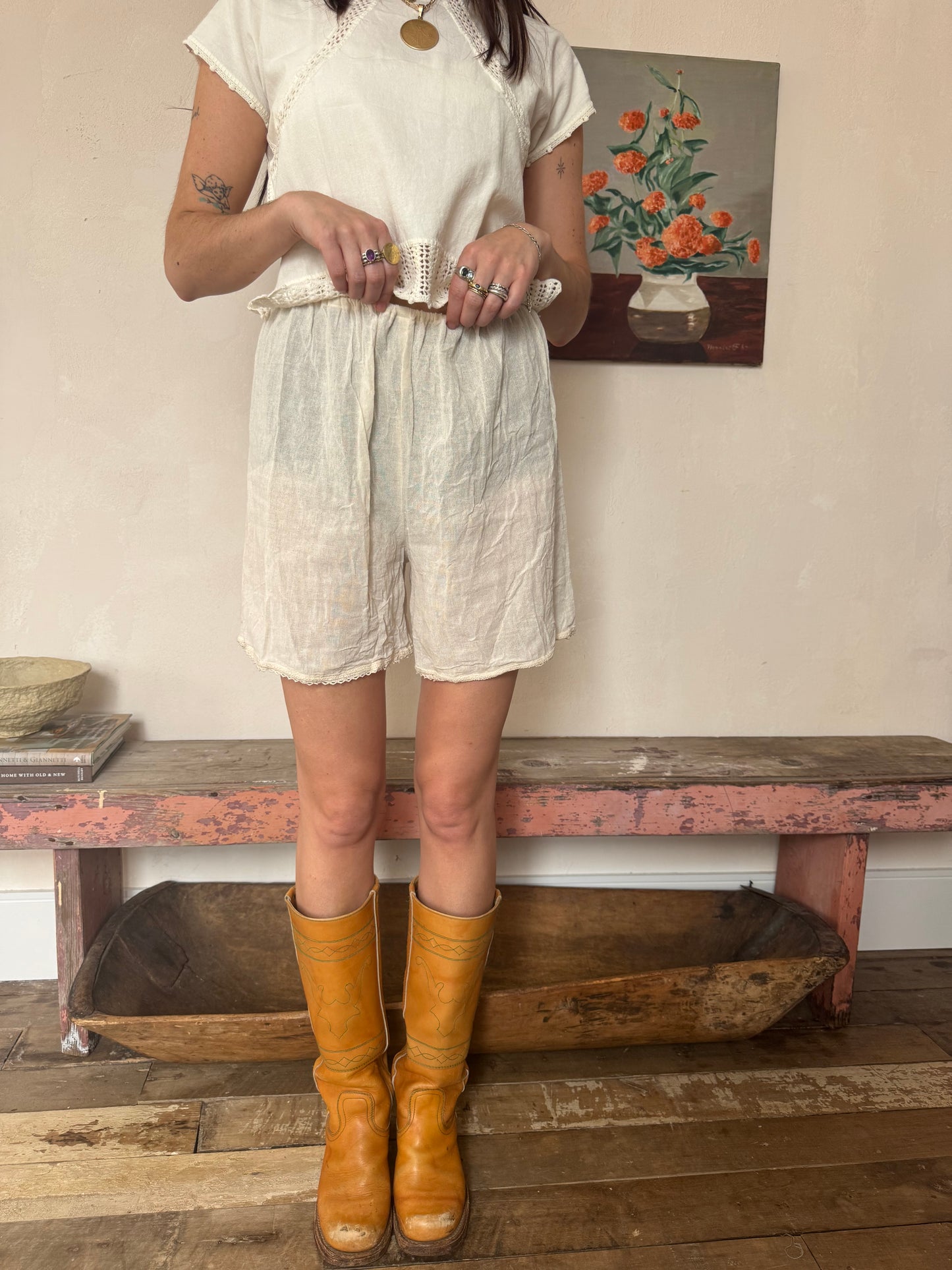 Natural Cotton + Crochet Bloomer