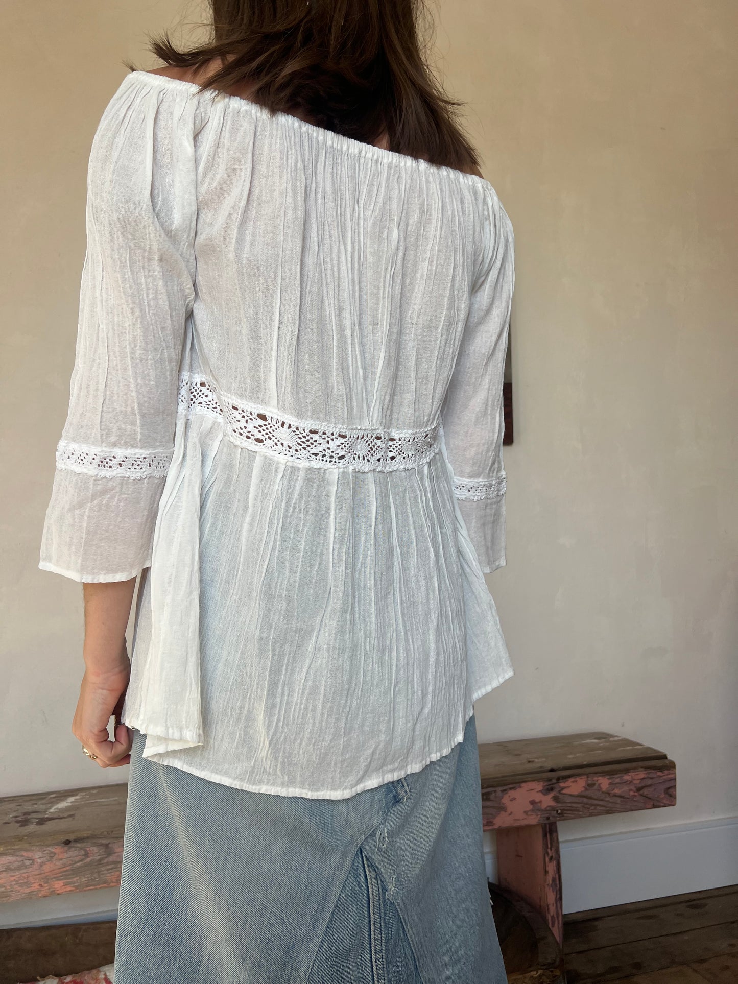 Oaxacan White Ruffled Crochet Blouse