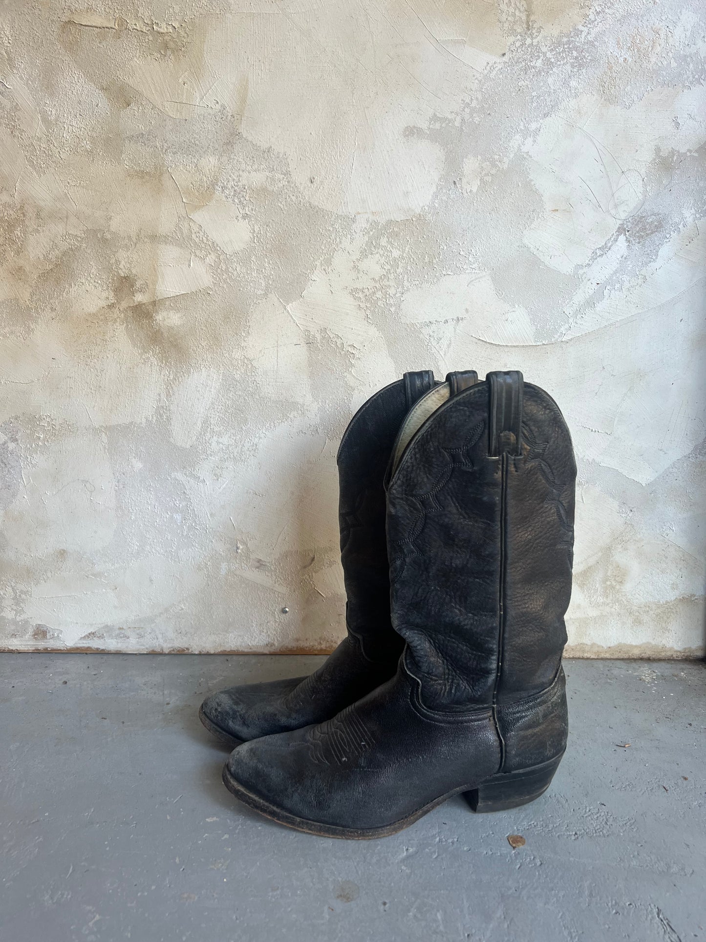 Worn in Black Cowboy Boot