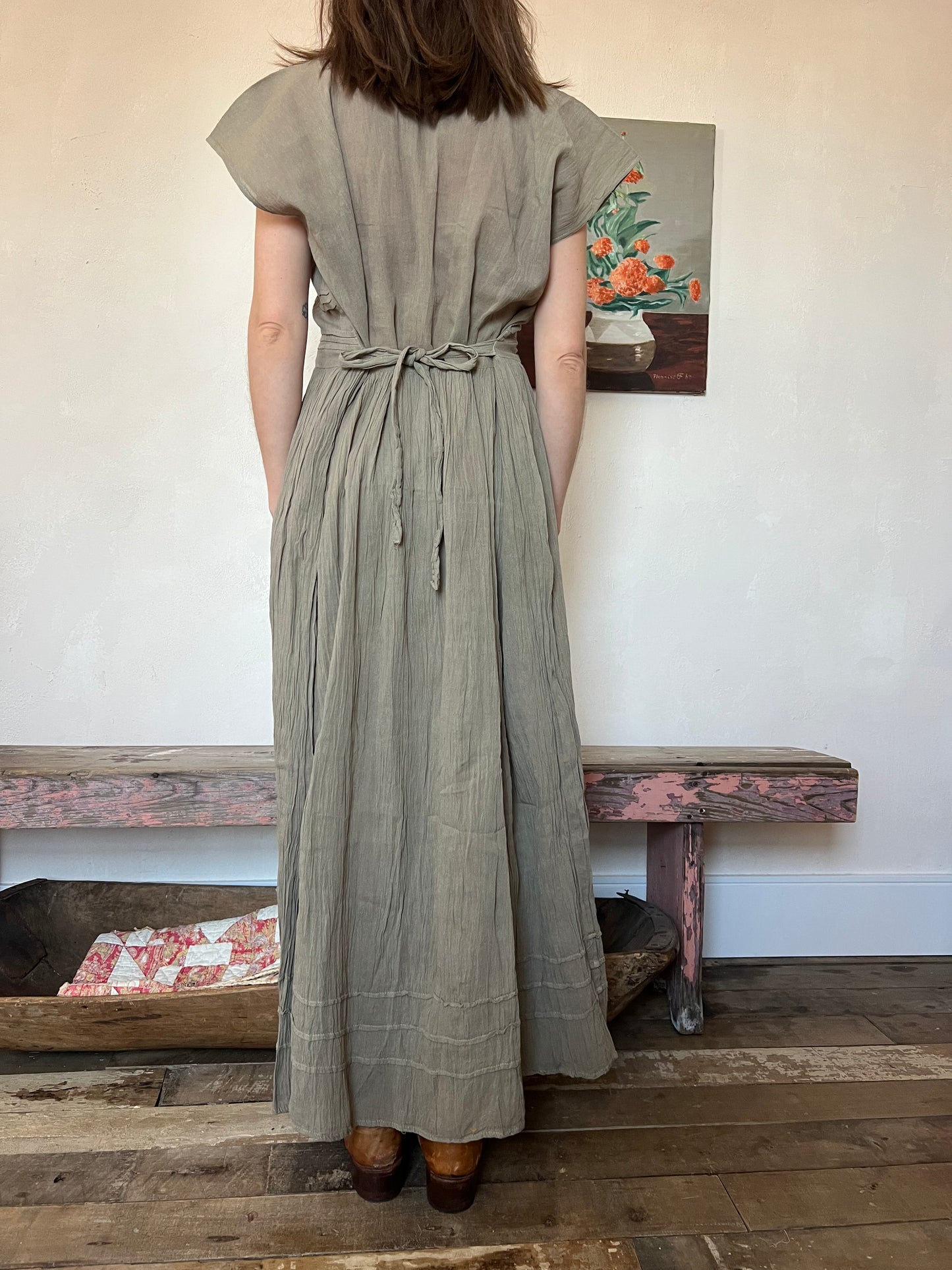 Oaxacan Prairie Dress in Sage