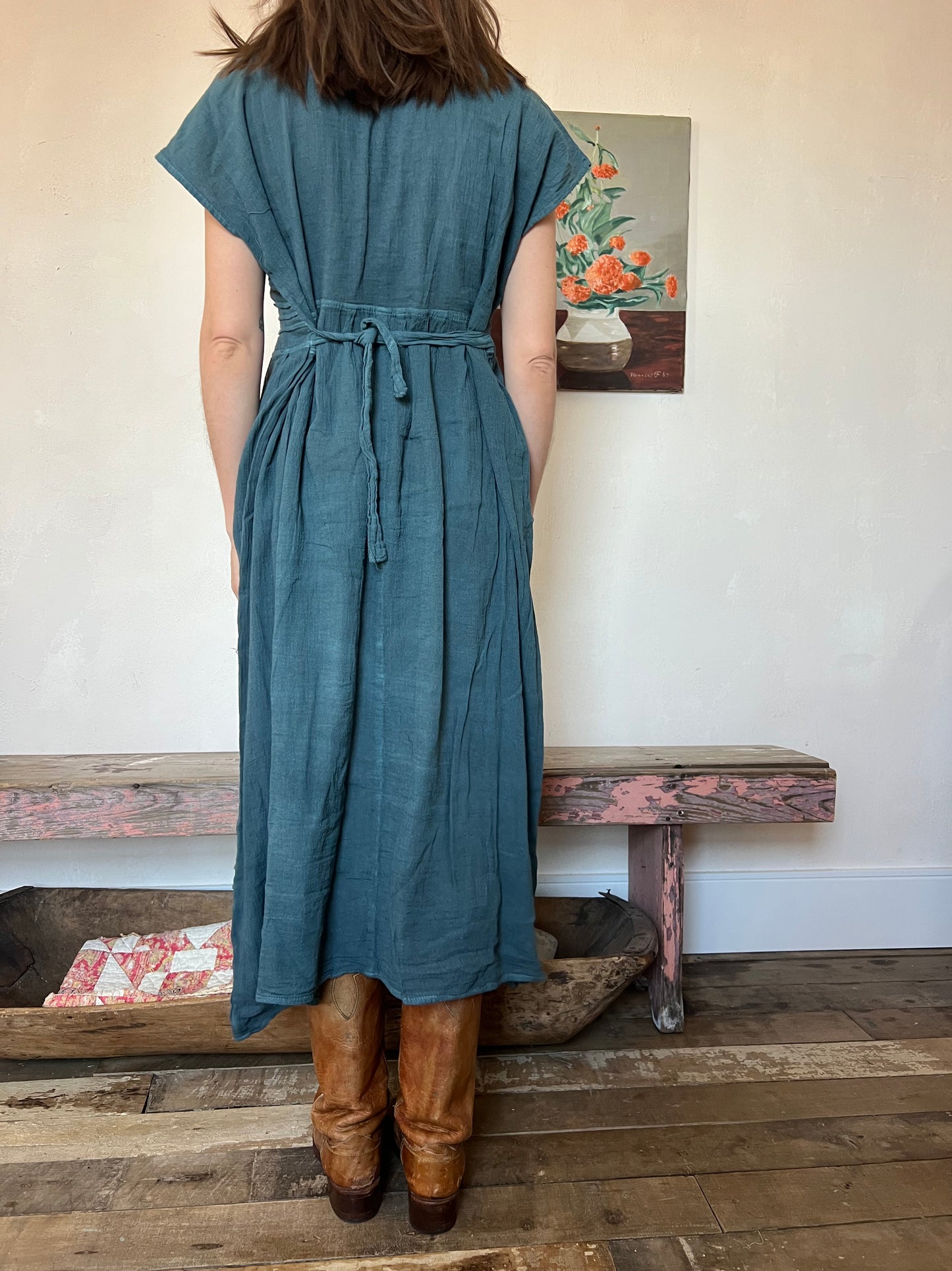 Oaxacan Prairie Dress in Teal