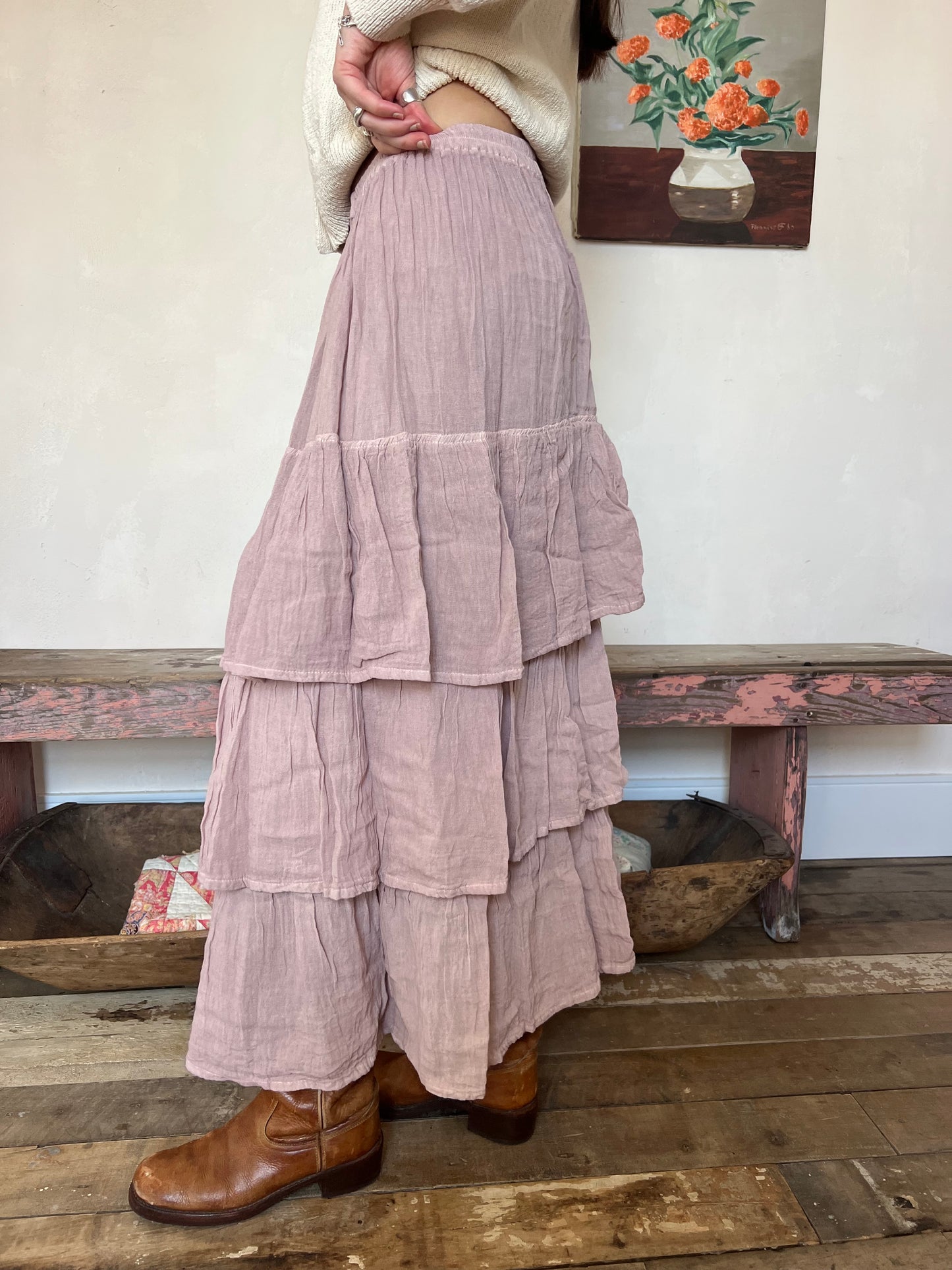 Oaxacan Rose Quartz Ruffle Skirt