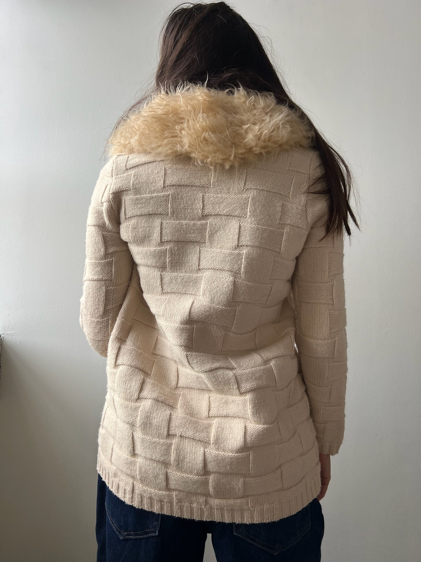 Faux Fur Trim Collar Cardigan