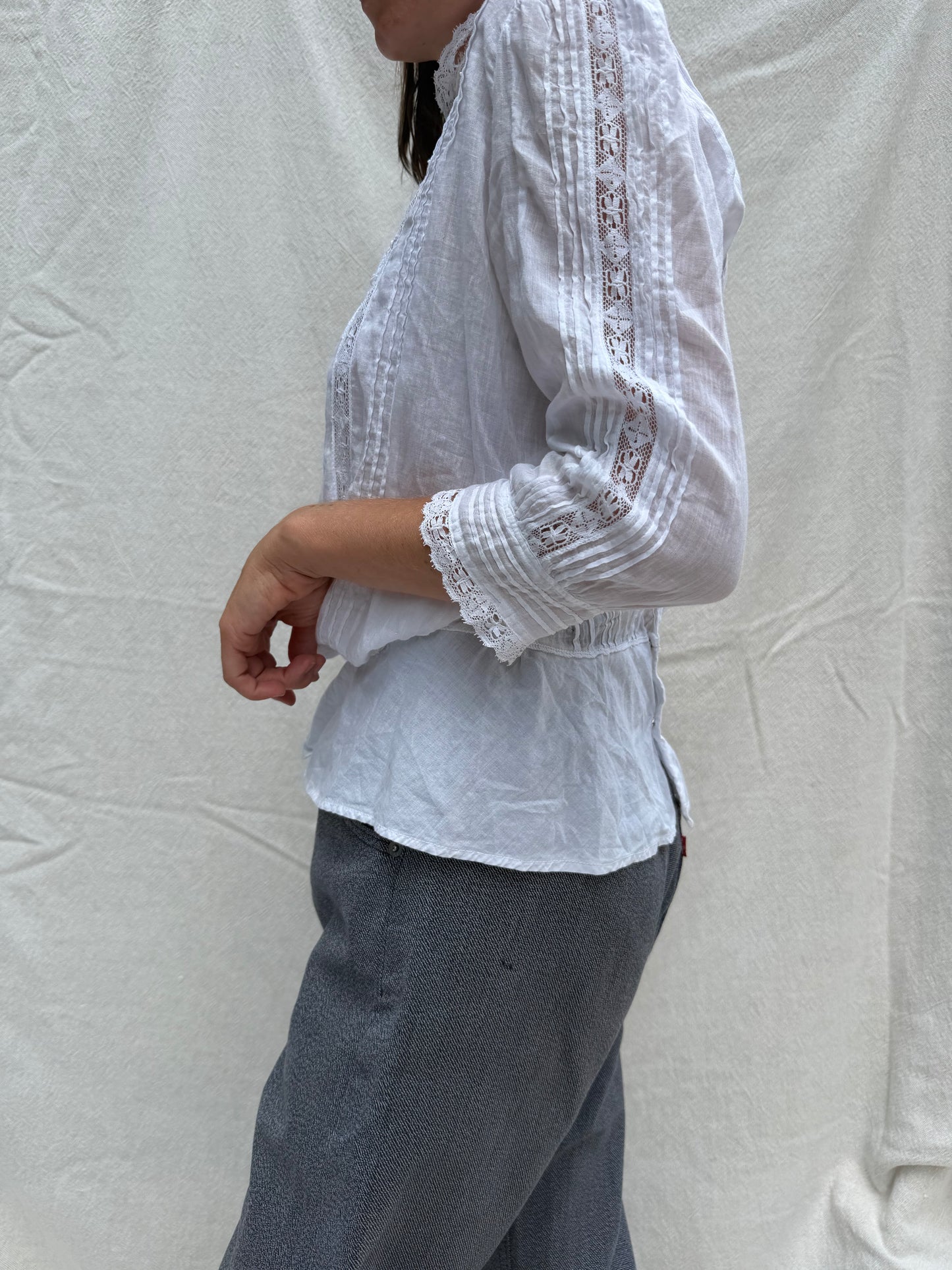 Antique Long-Sleeve Crochet Blouse