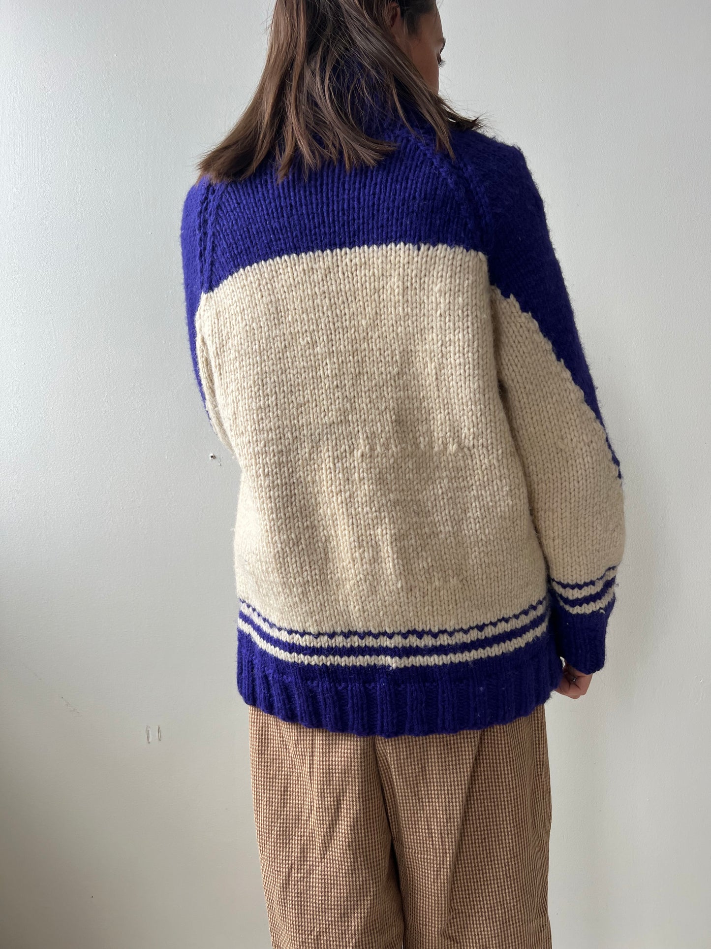 Purple and Cream Curling Sweater