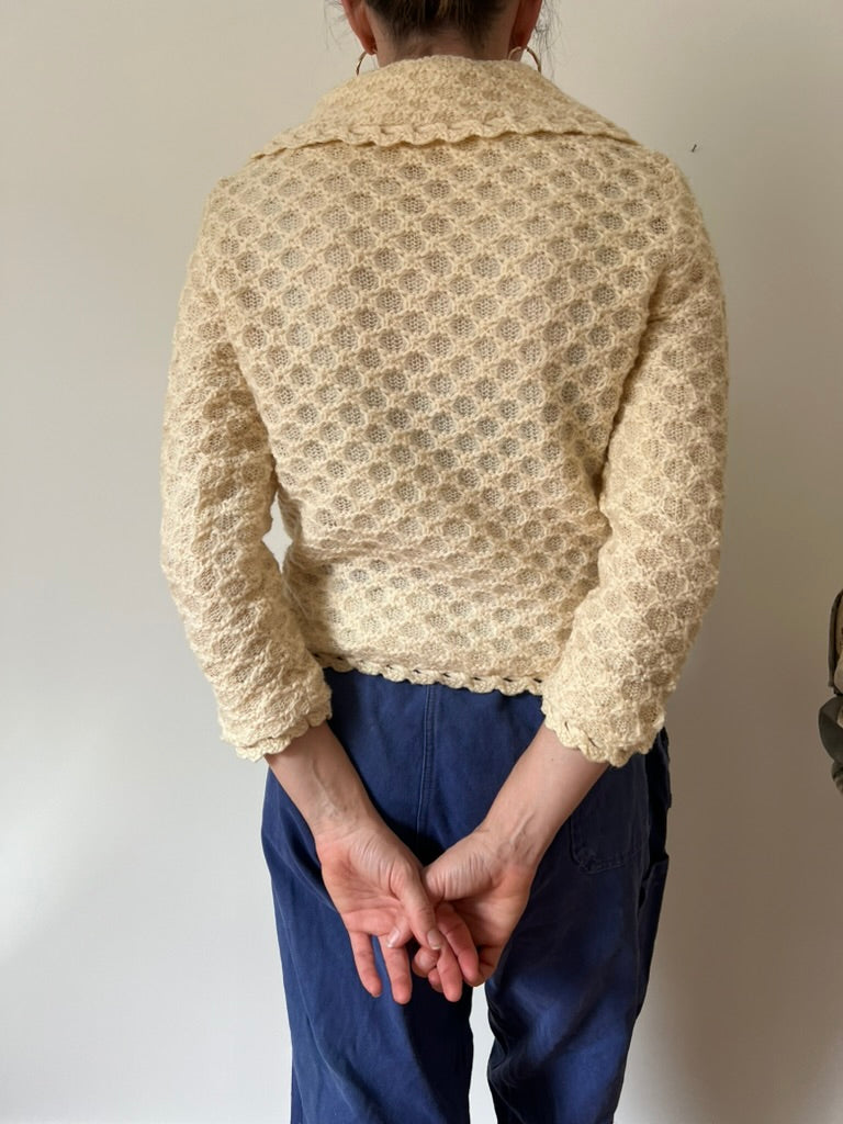 Cream Collared Cardigan