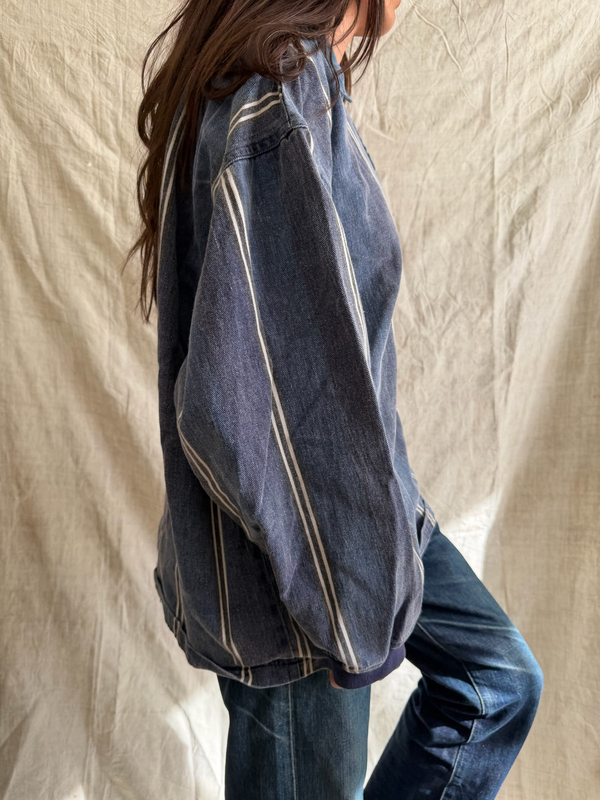 Denim Pinstriped Rugby Shirt