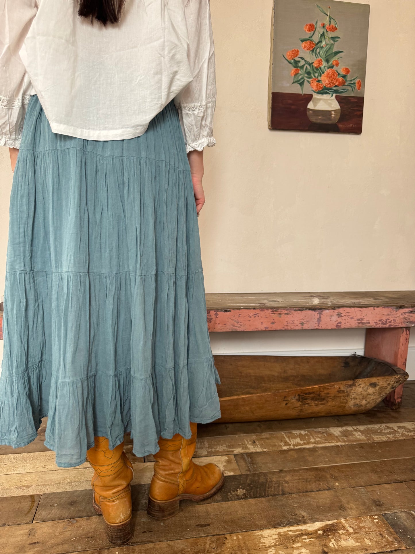 Oaxacan Faded Indigo Long Skirt