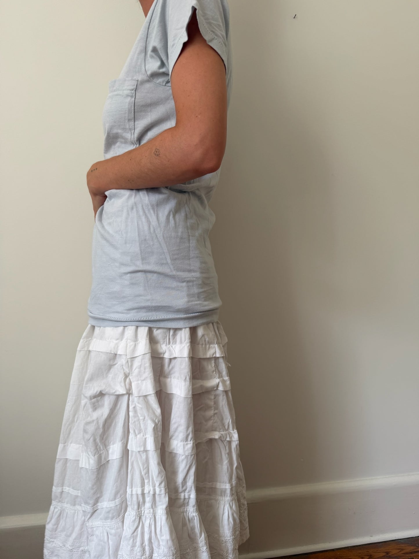 Pale Blue Grey Blank Pocket Tee