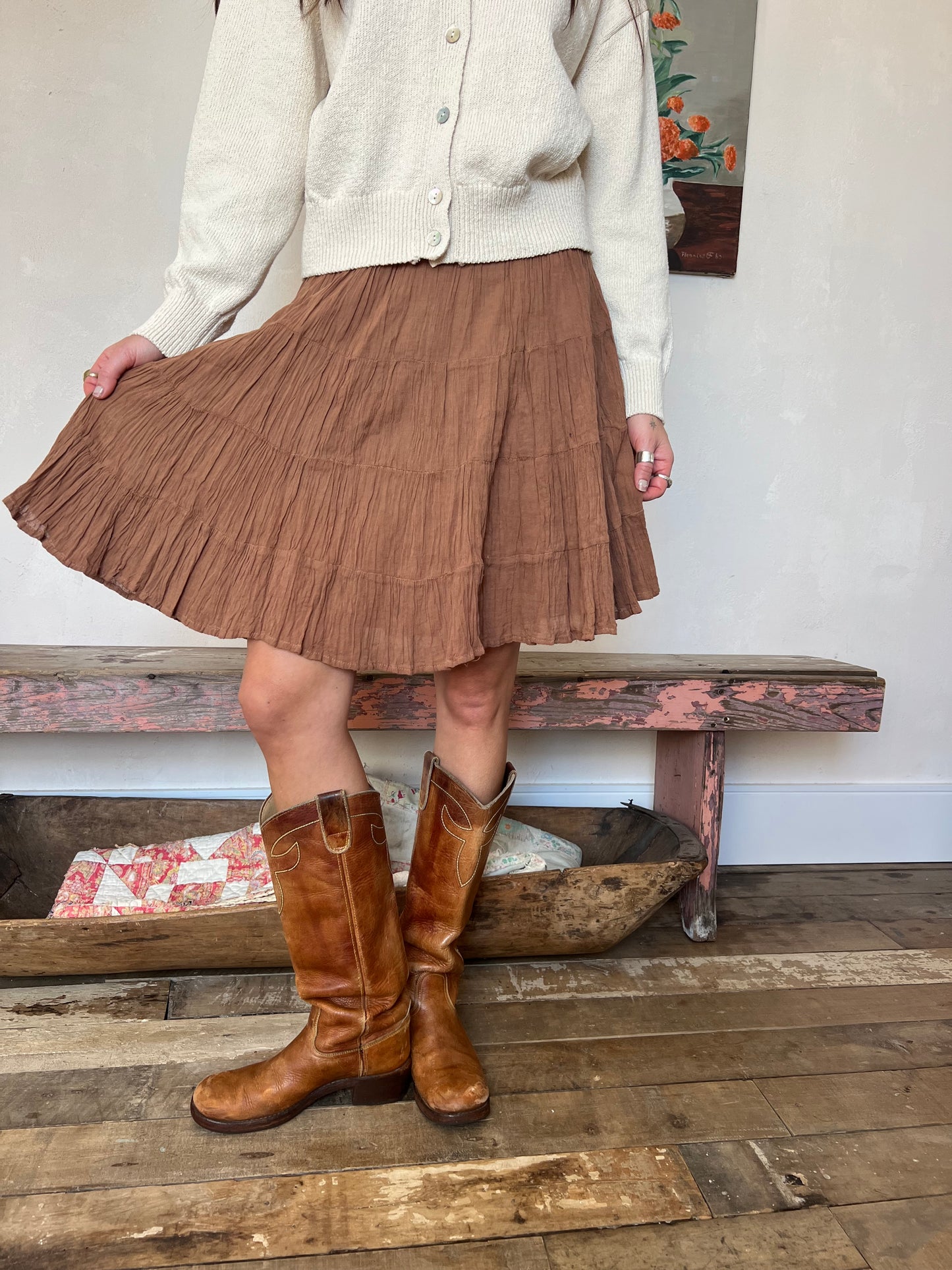 Oaxacan Copper Short Cotton Skirt