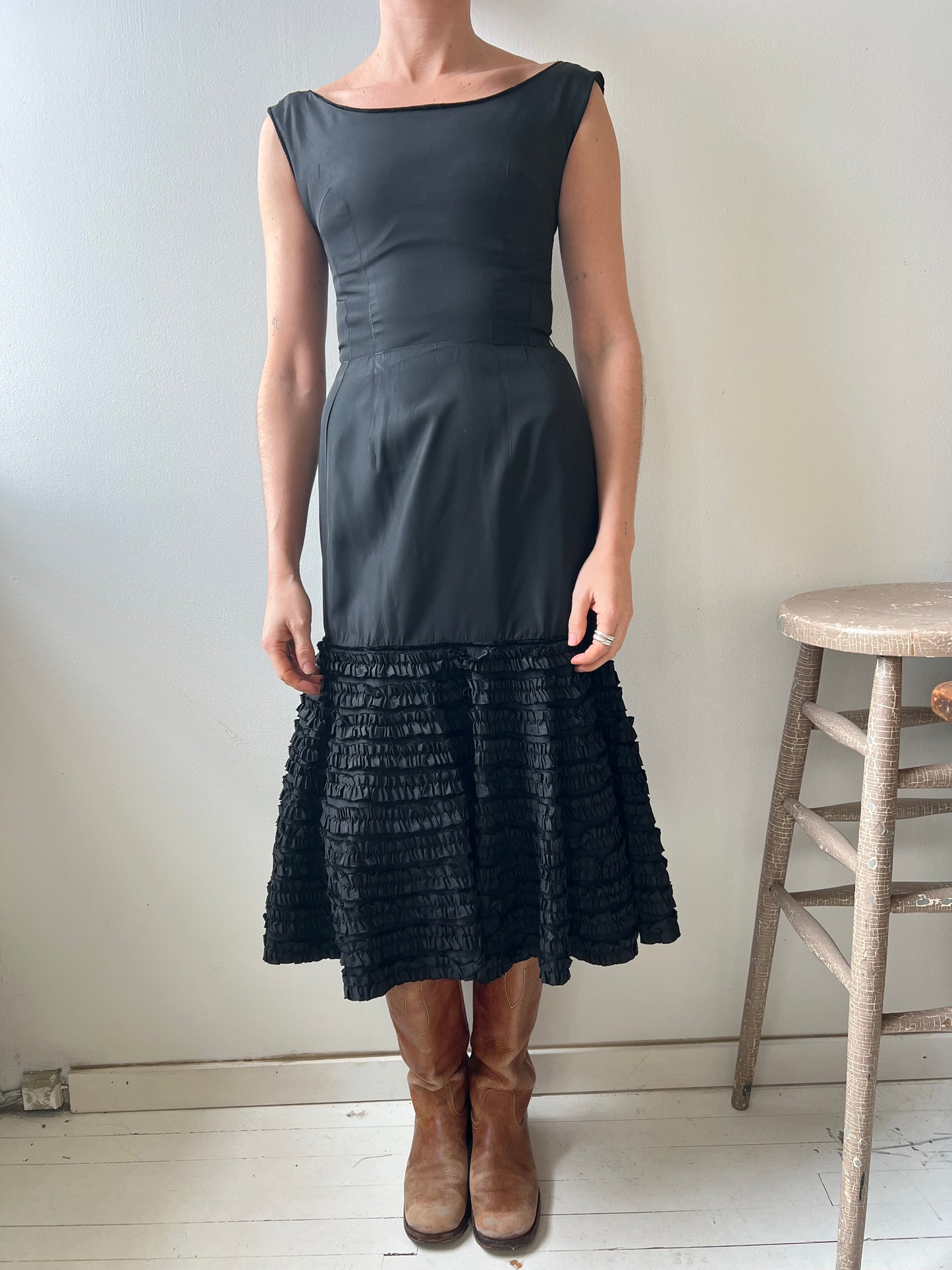 Black Ruffled Skirt Dress