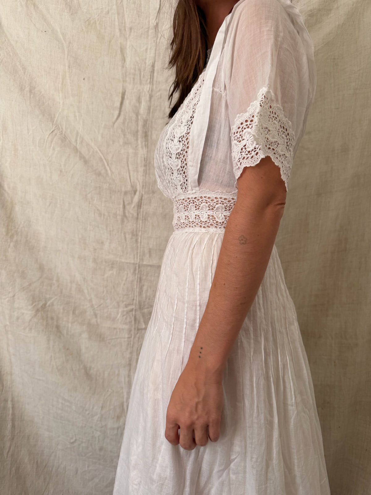 Edwardian White Cotton Tea Dress