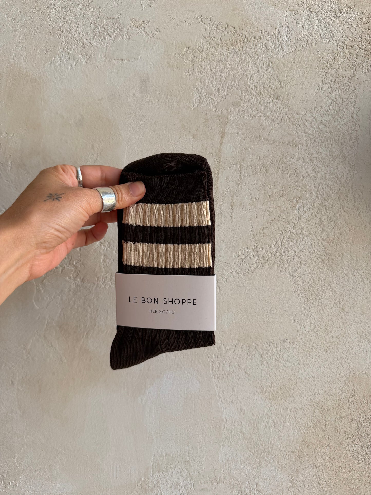 Her Socks In Espresso by Le Bon Shoppe
