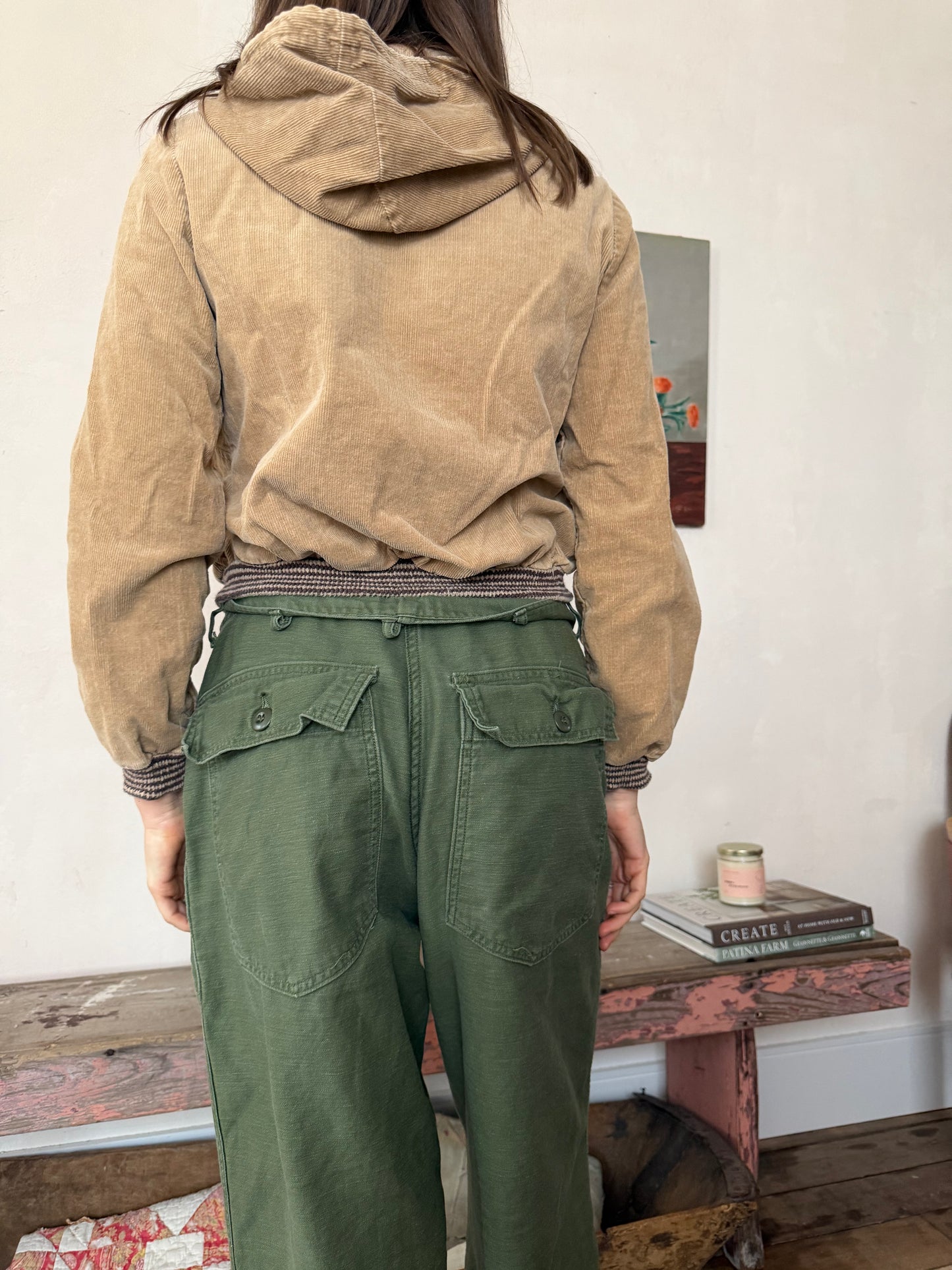 Beige Corduroy Zip Up Hoodie