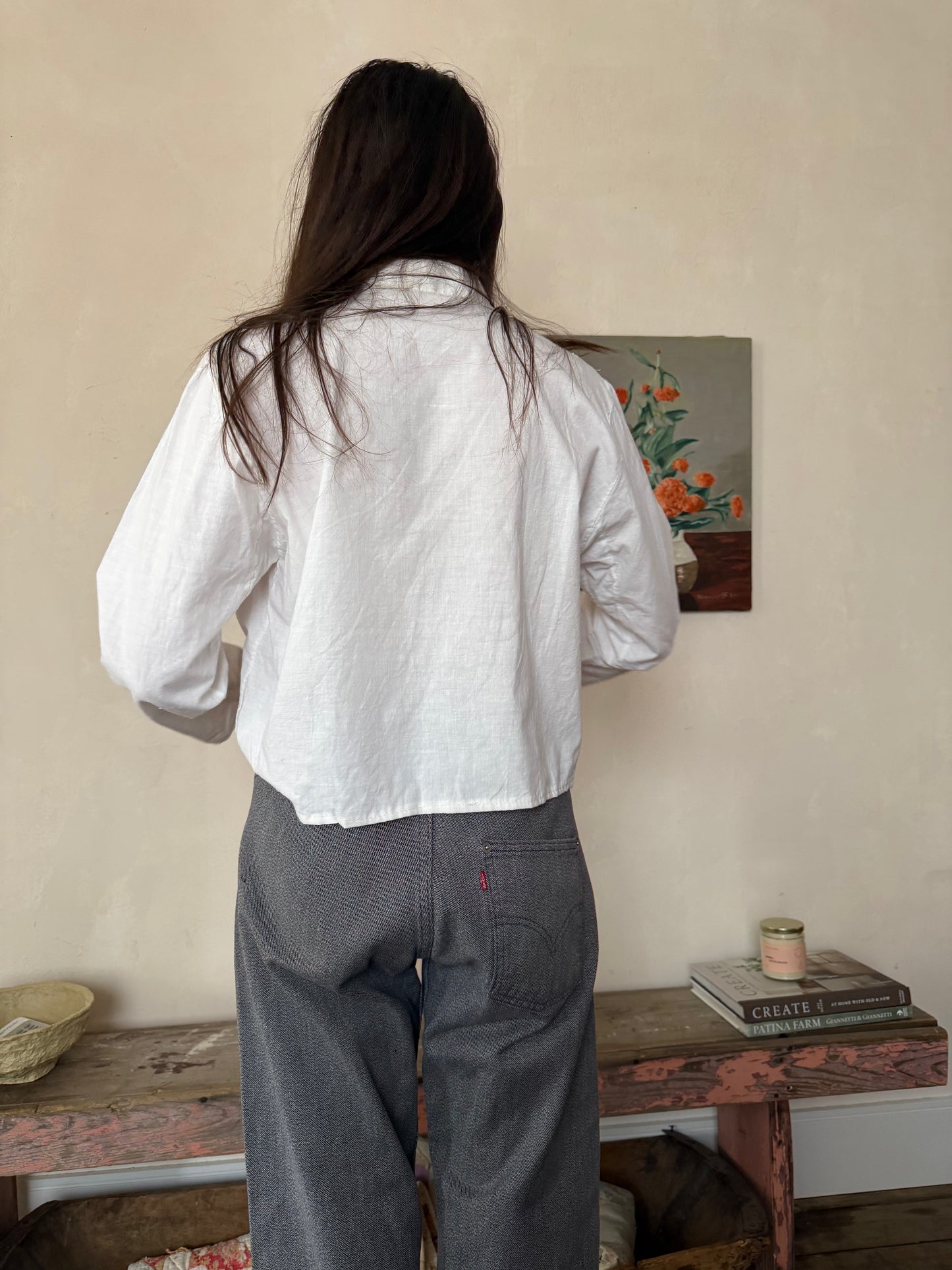 Italian White Embroidered Cotton Blouse