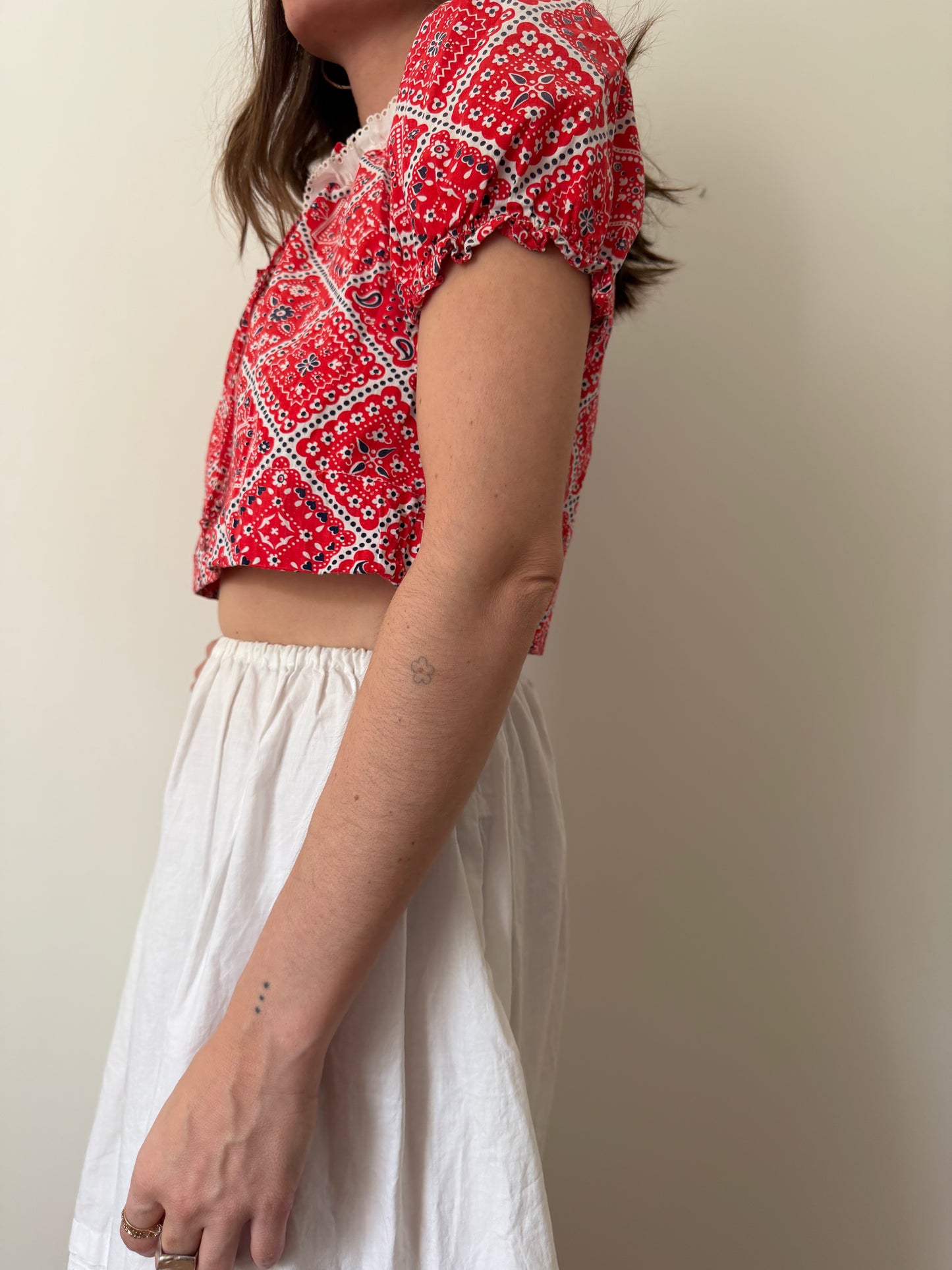 60s Cropped Paisley Blouse