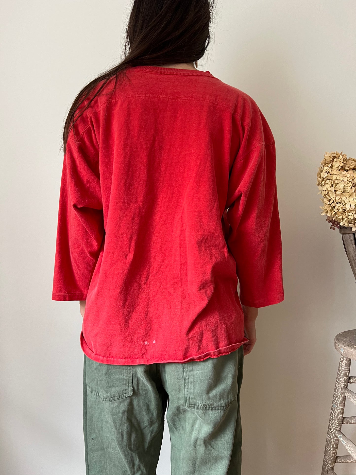 Cherry Red Three Quarter Sleeve Tee