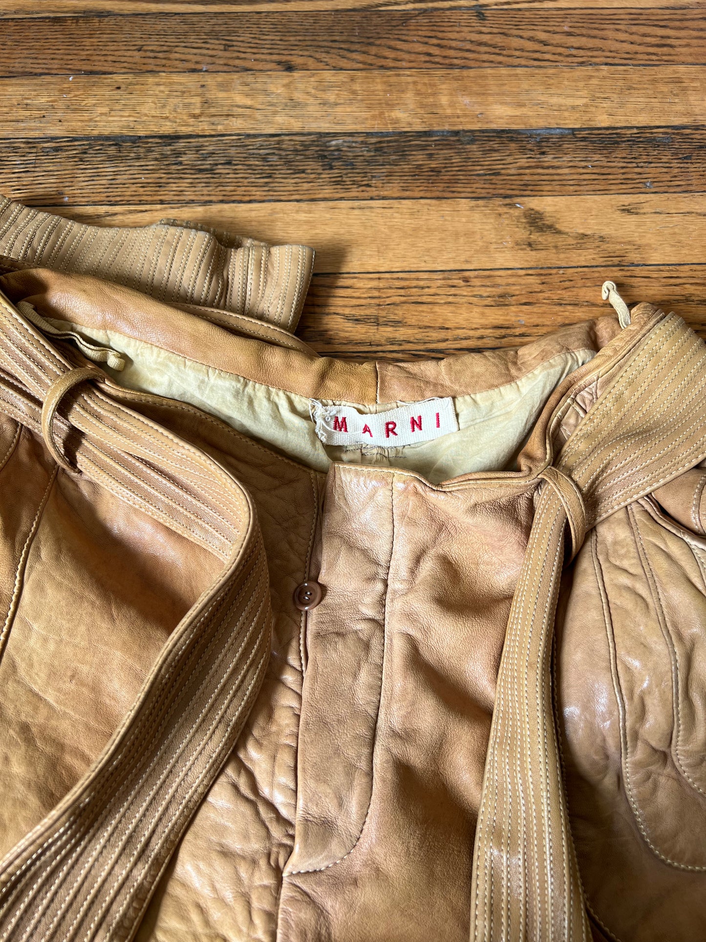 Marni Leather Moto Pants