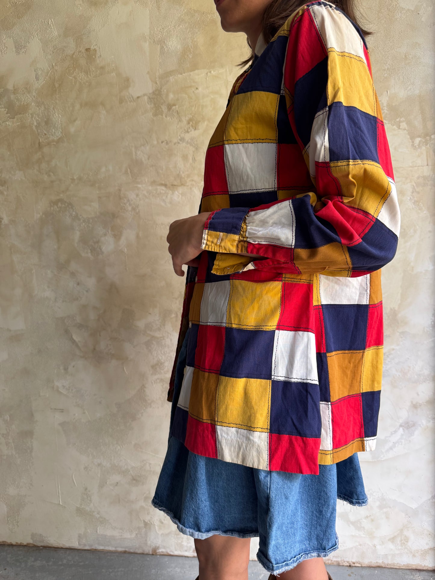 Primary Colour Printed Checker Shirt