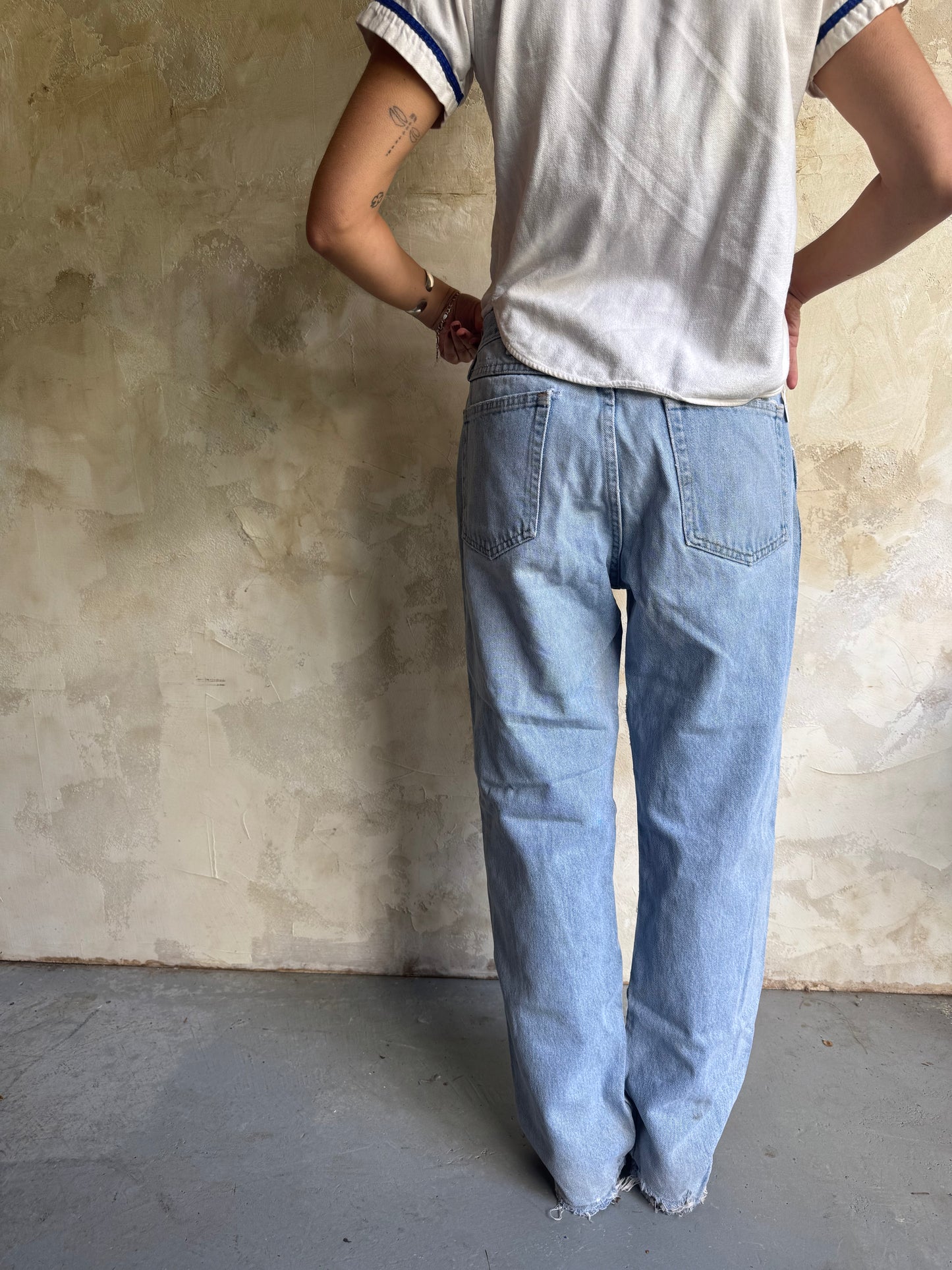 Distressed Light-Wash Wranglers