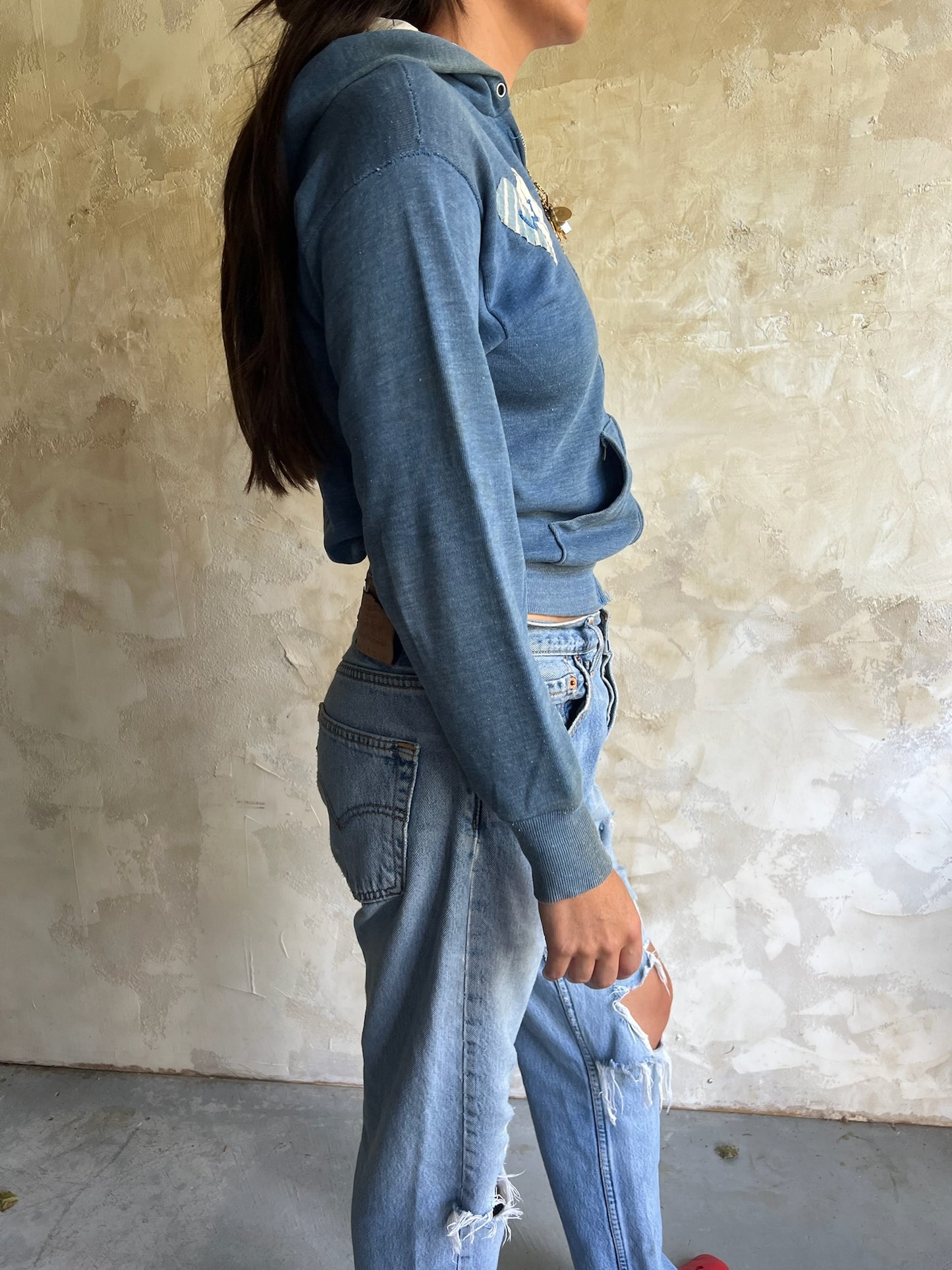 Reworked Faded Blue Zip-Up