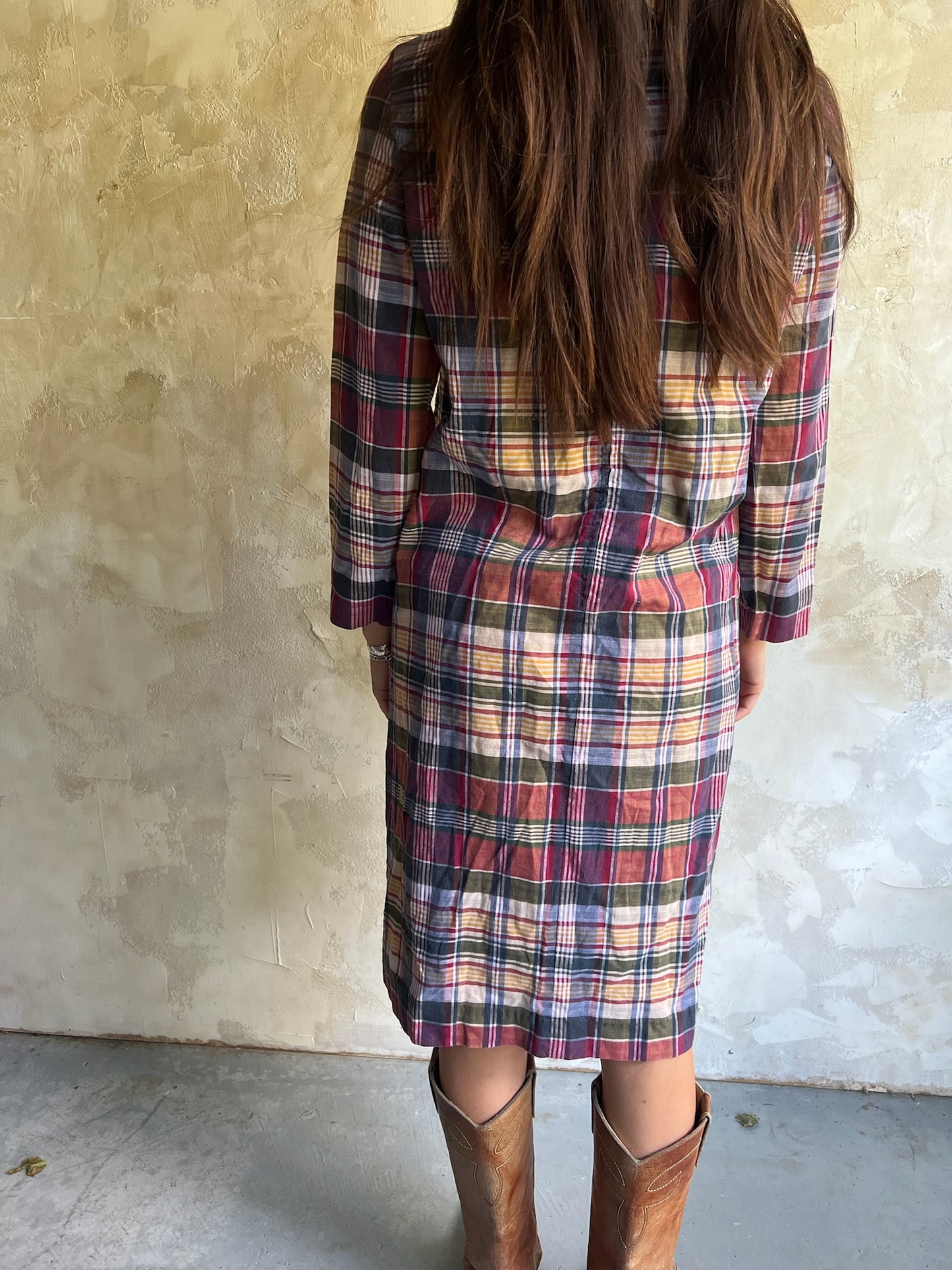 Plaid Cotton Smocked Dress