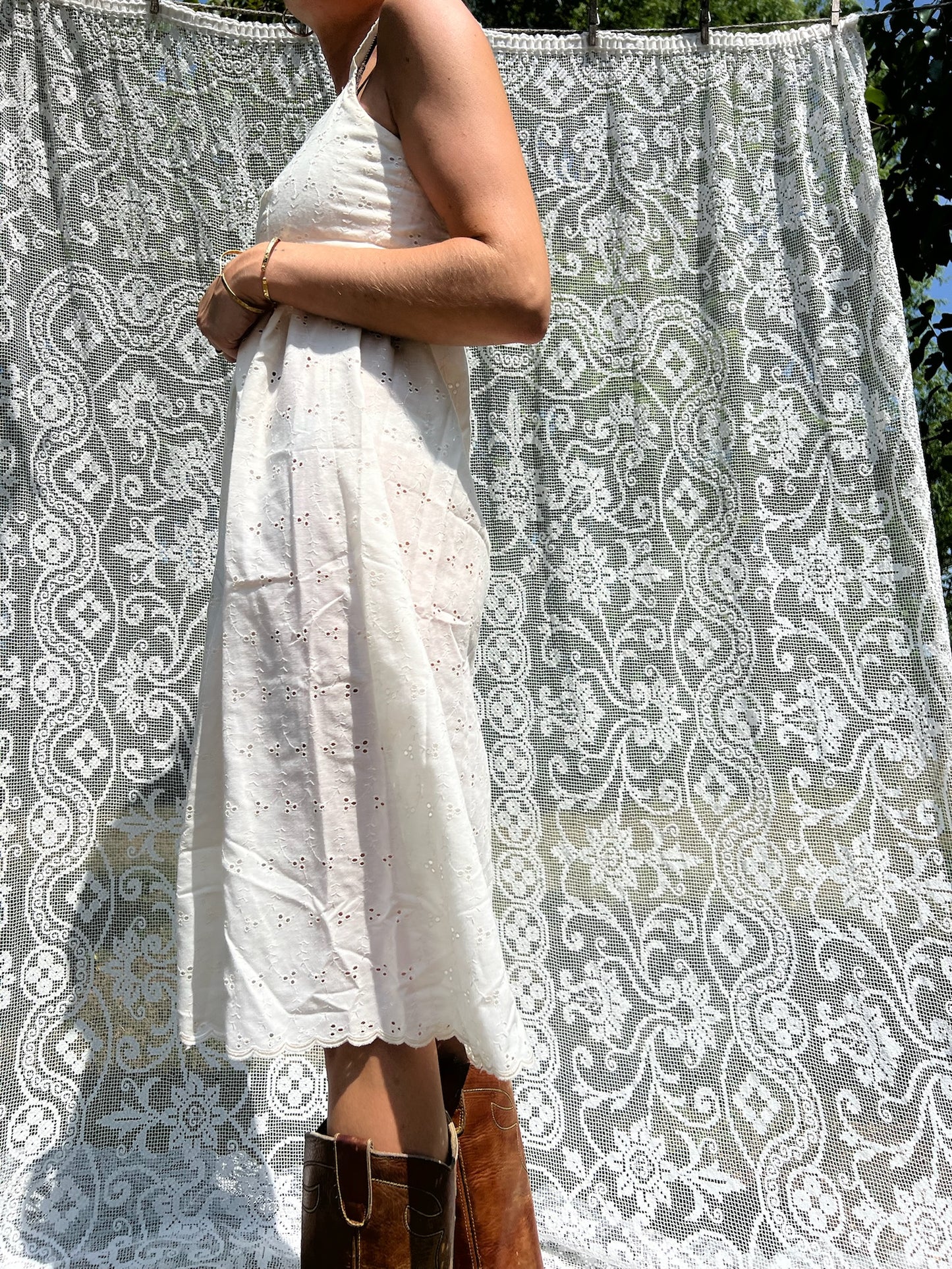 Cream Eyelet Dress