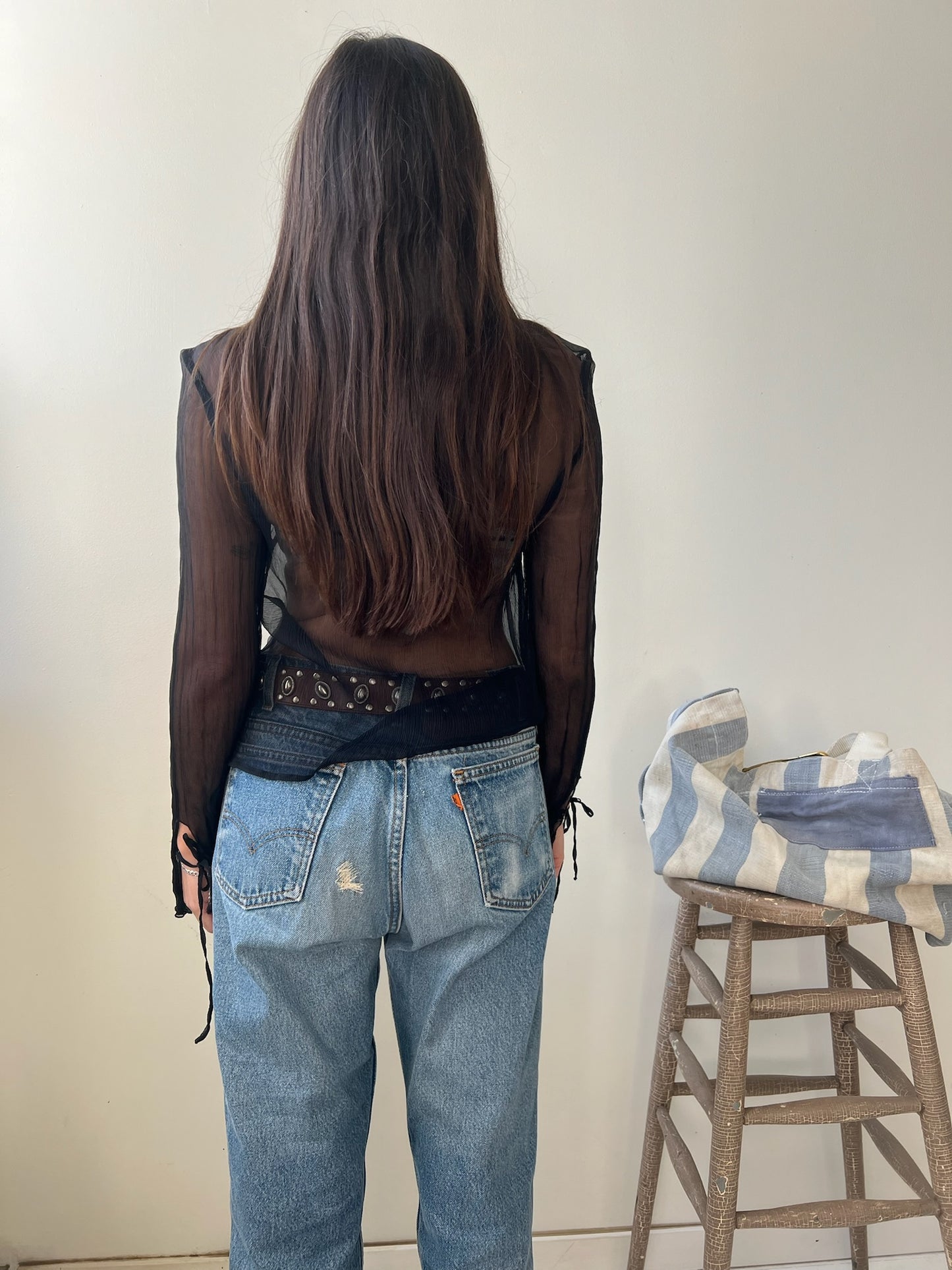 Black Sheer Silk Blouse