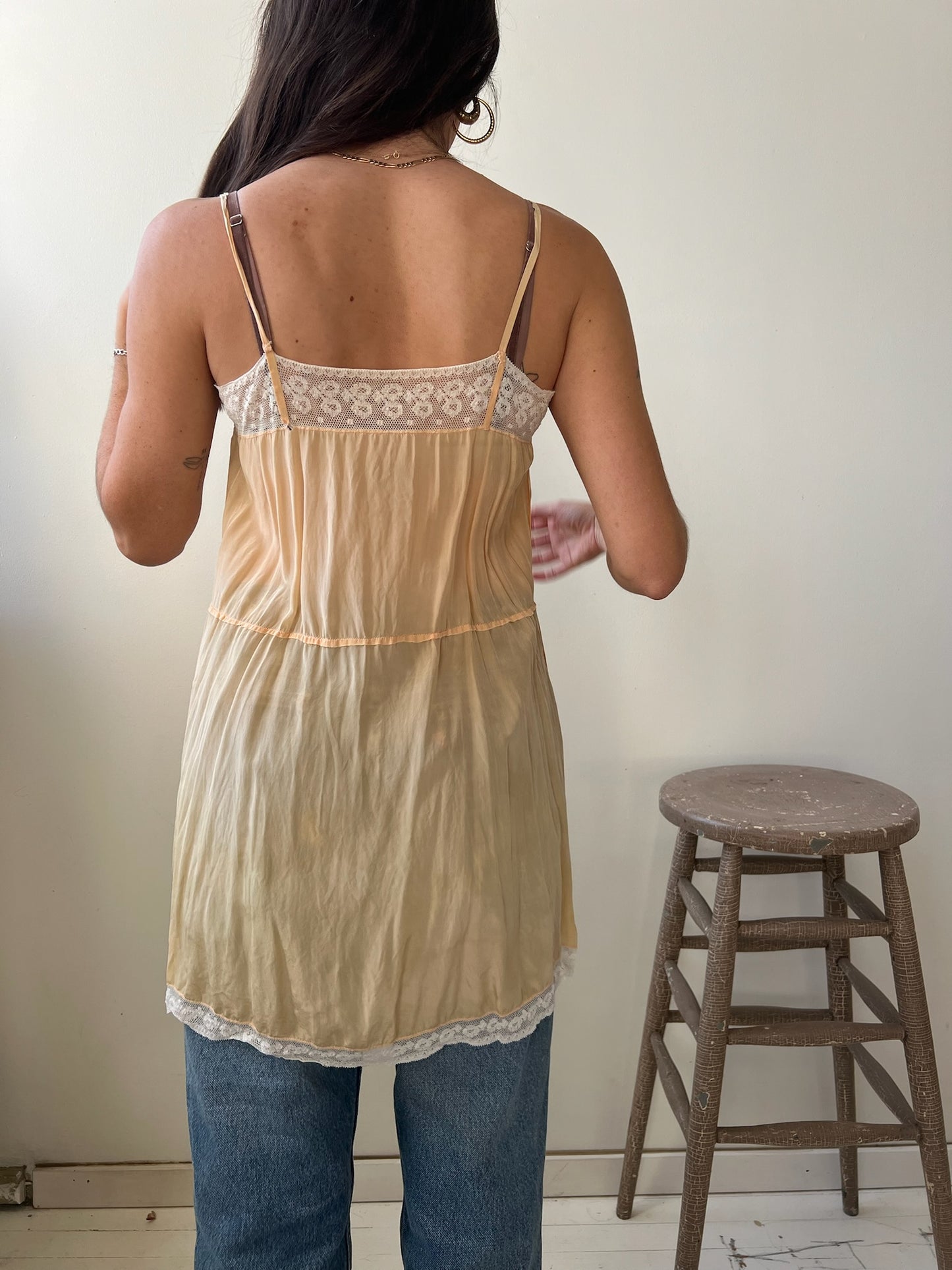 1930s Peach Silk Slip