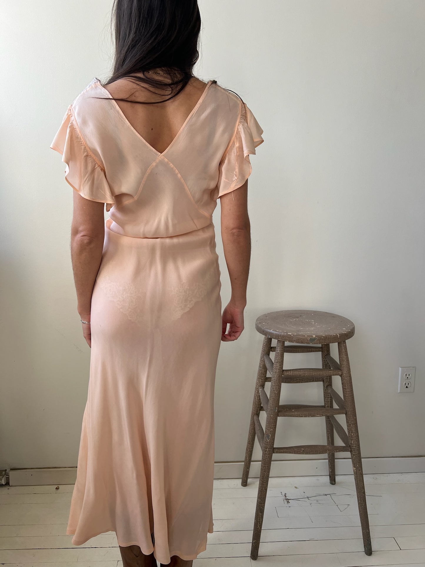 1930s Pale Pink Long Slip Dress
