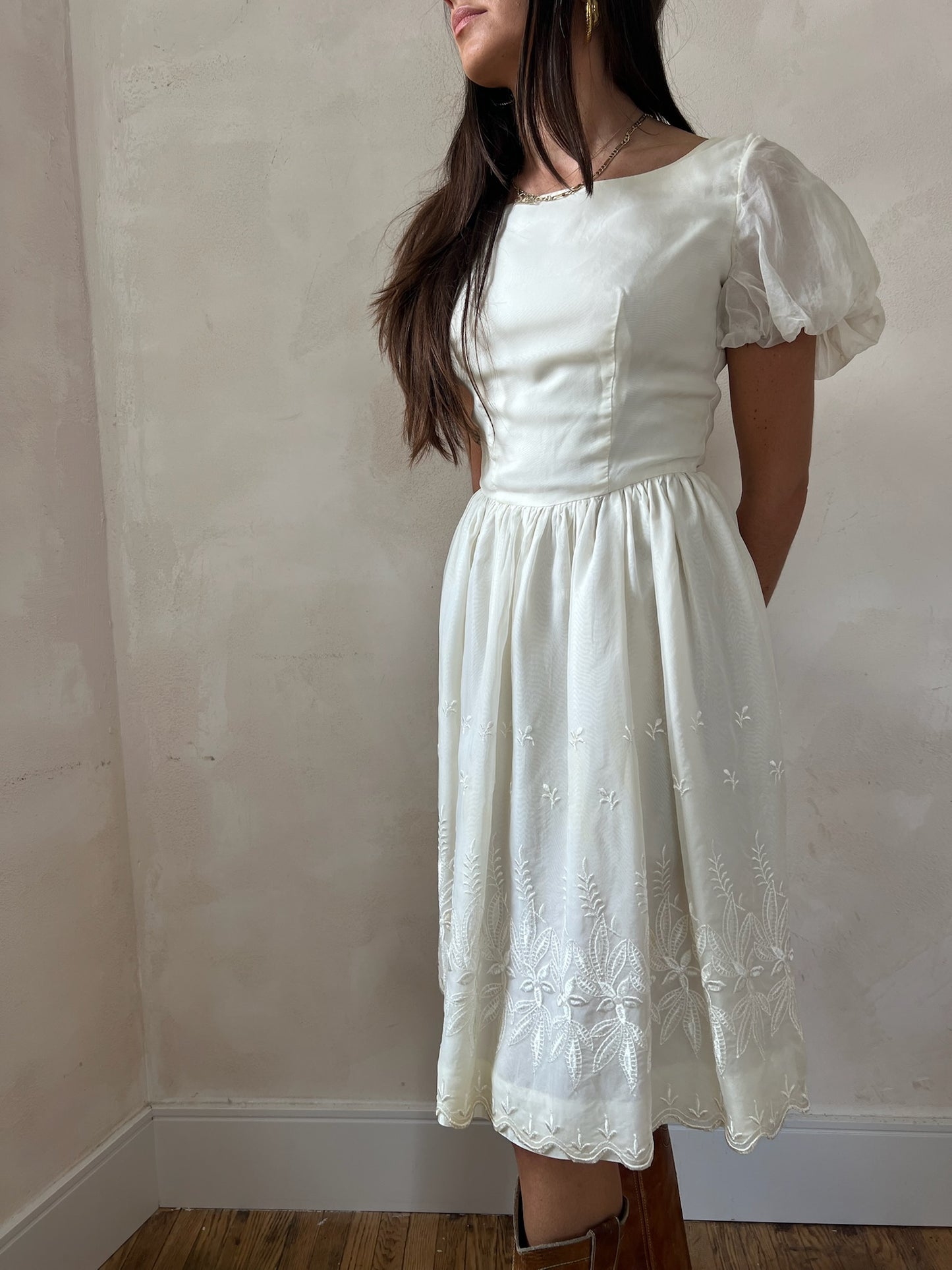 Ivory Embroidered Dress