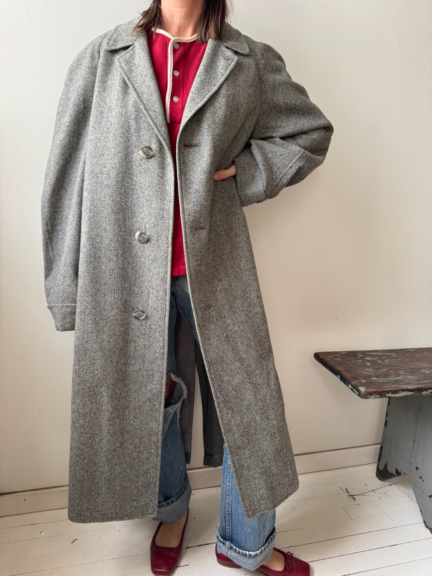 Salt and Pepper Wool Trenchcoat